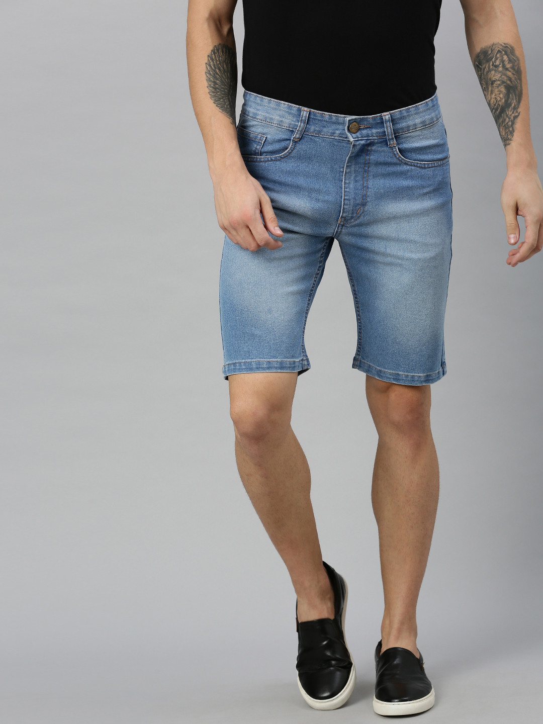 Buy Urbano Fashion Men Blue Washed Slim Fit Denim Shorts Shorts for Men 11677094 Myntra