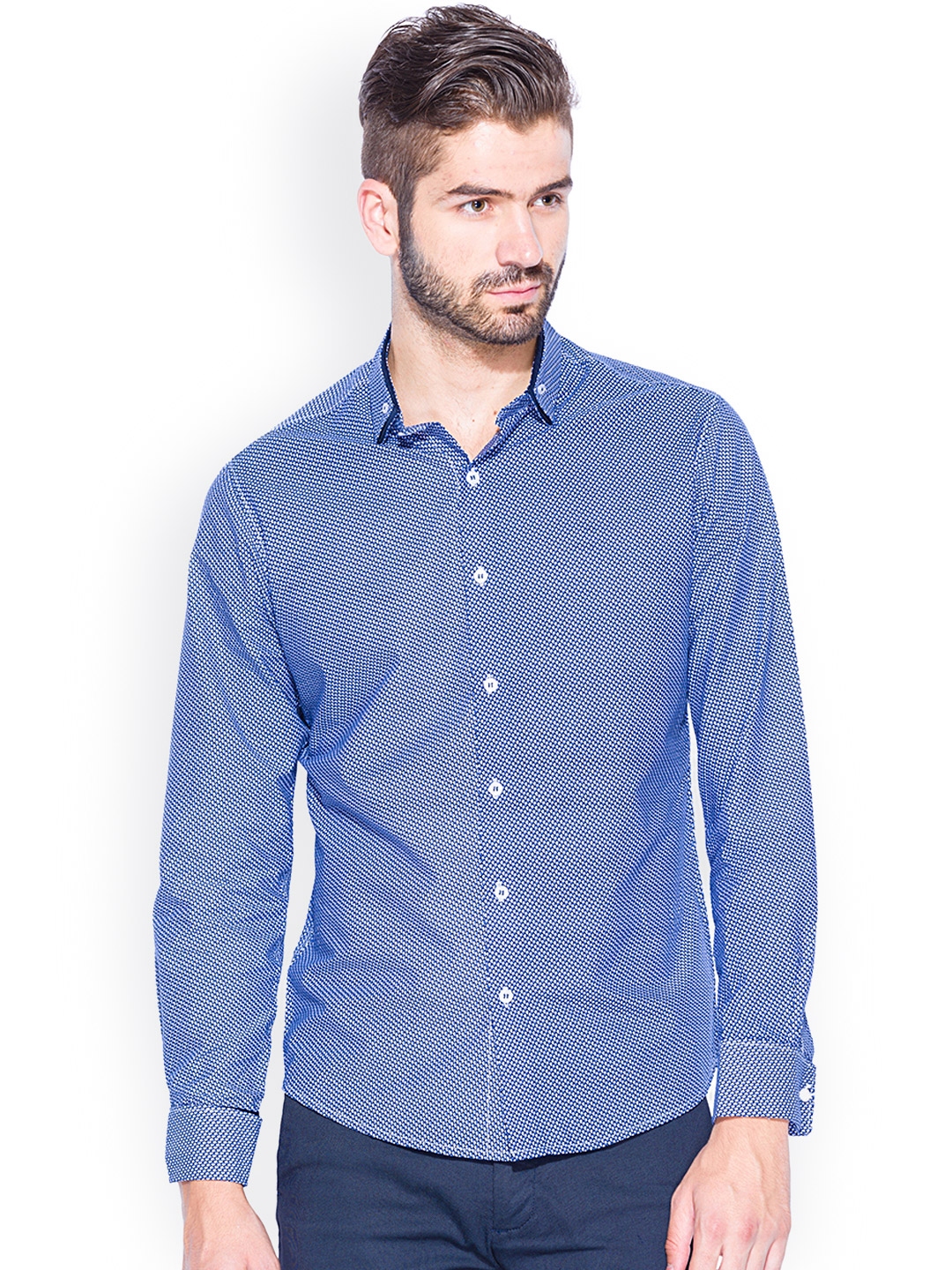 Buy Mufti Blue Printed Slim Fit Casual Shirt - Shirts for Men 1167896 ...