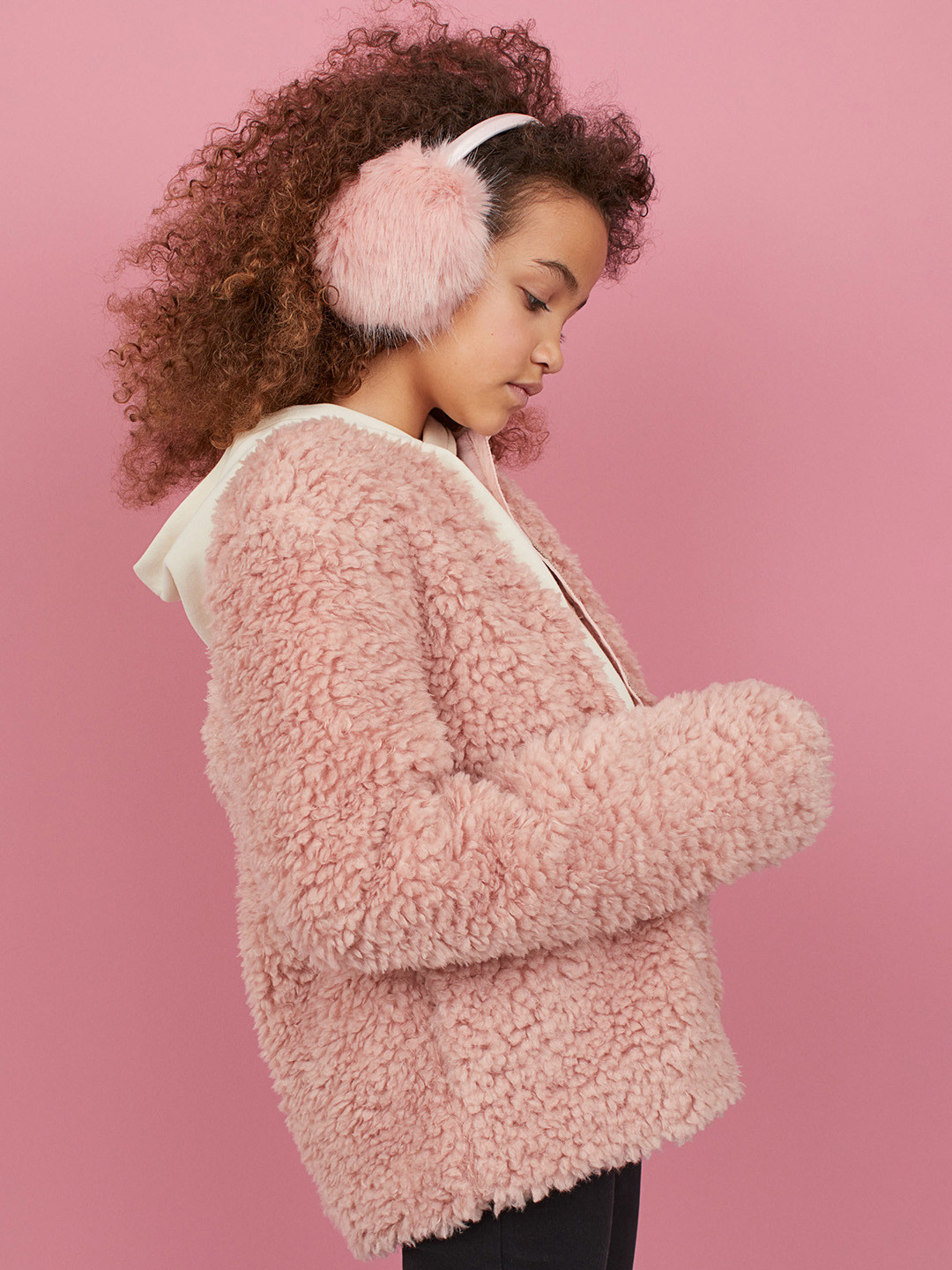 Buy H&M Girls Pink Faux Fur Jacket Jackets for Girls 11679338 Myntra