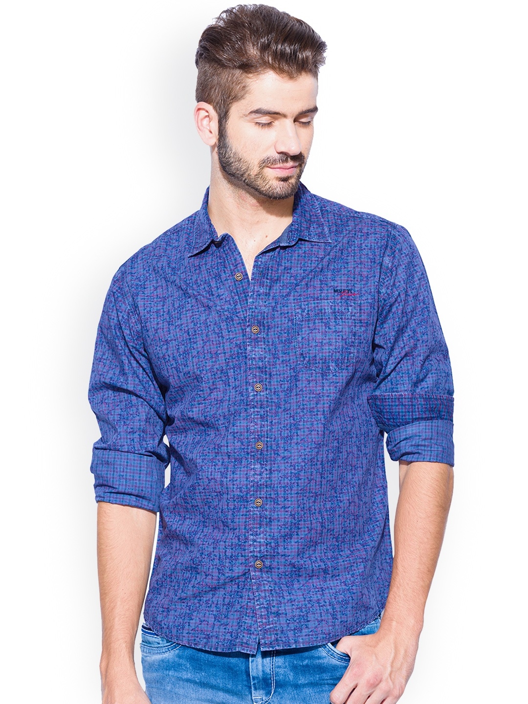 Buy Mufti Blue Printed Slim Fit Casual Shirt - Shirts for Men 1167956 ...