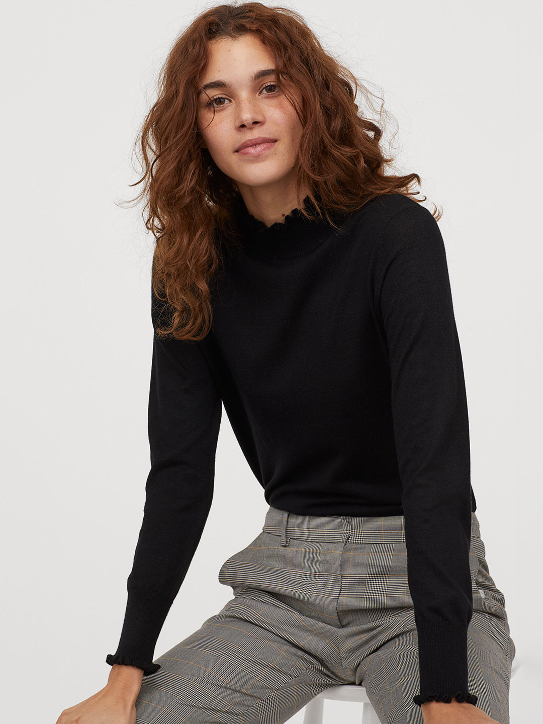 Buy H&M Women Black Solid Fine Knit Jumper Sweaters for Women