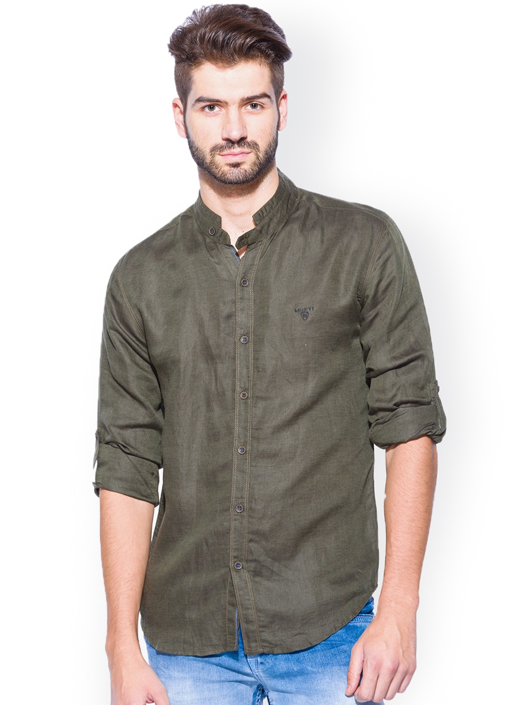 Buy Mufti Olive Green Slim Fit Casual Shirt - Shirts for Men 1168000 ...