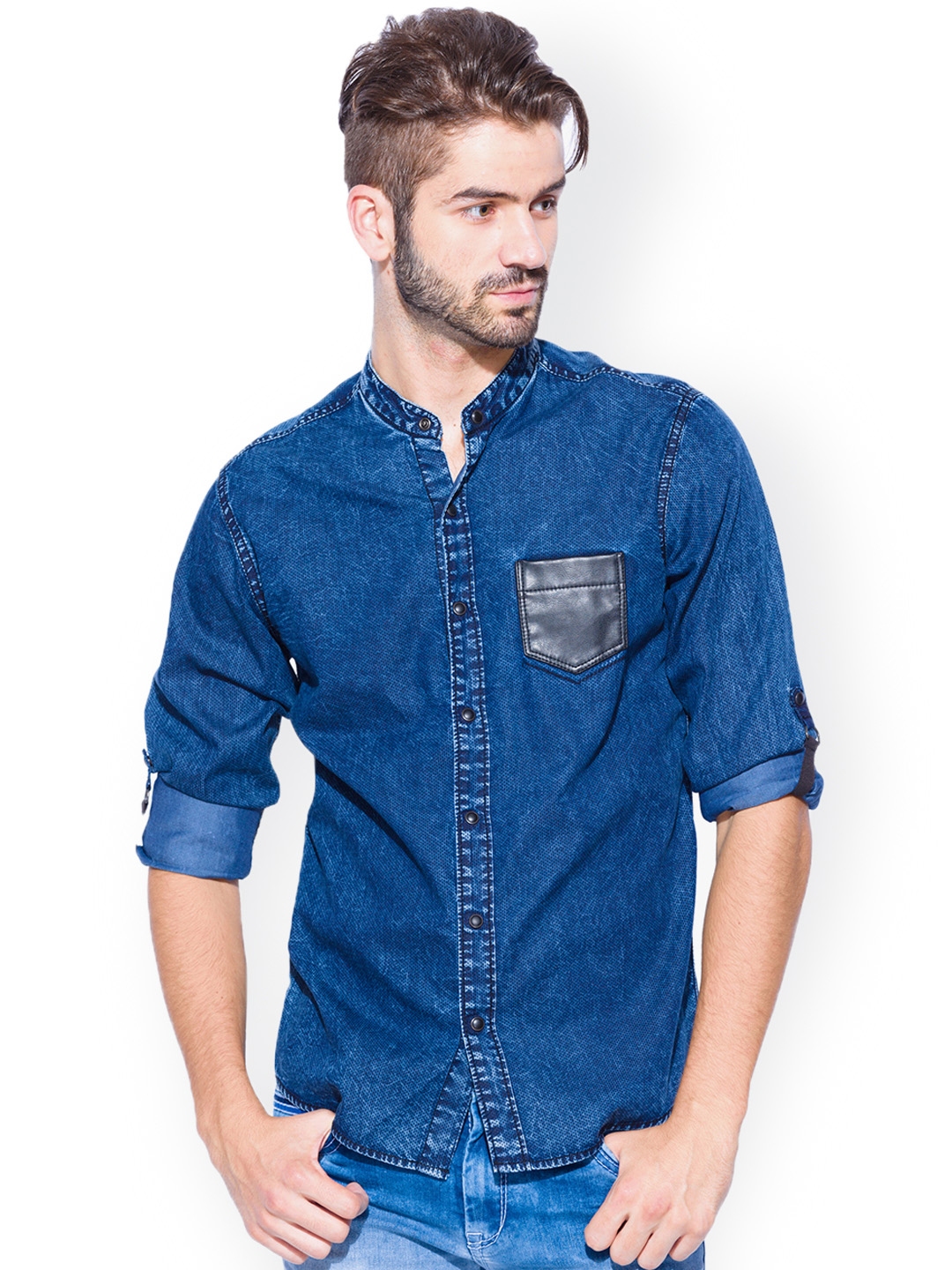 Buy Mufti Blue Denim Slim Fit Casual Shirt - Shirts for Men 1168057 ...