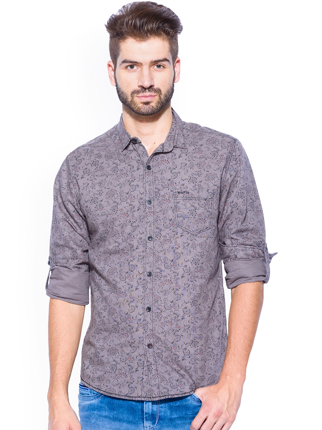 Buy Mufti Grey Printed Slim Fit Casual Shirt - Shirts for Men 1168090 ...