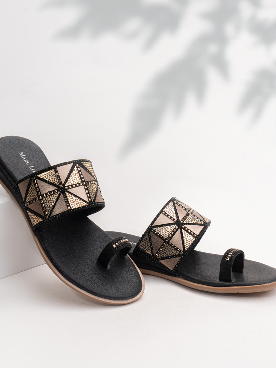 Buy Marc Loire Women Black Embellished One Toe Flats Flats for Women