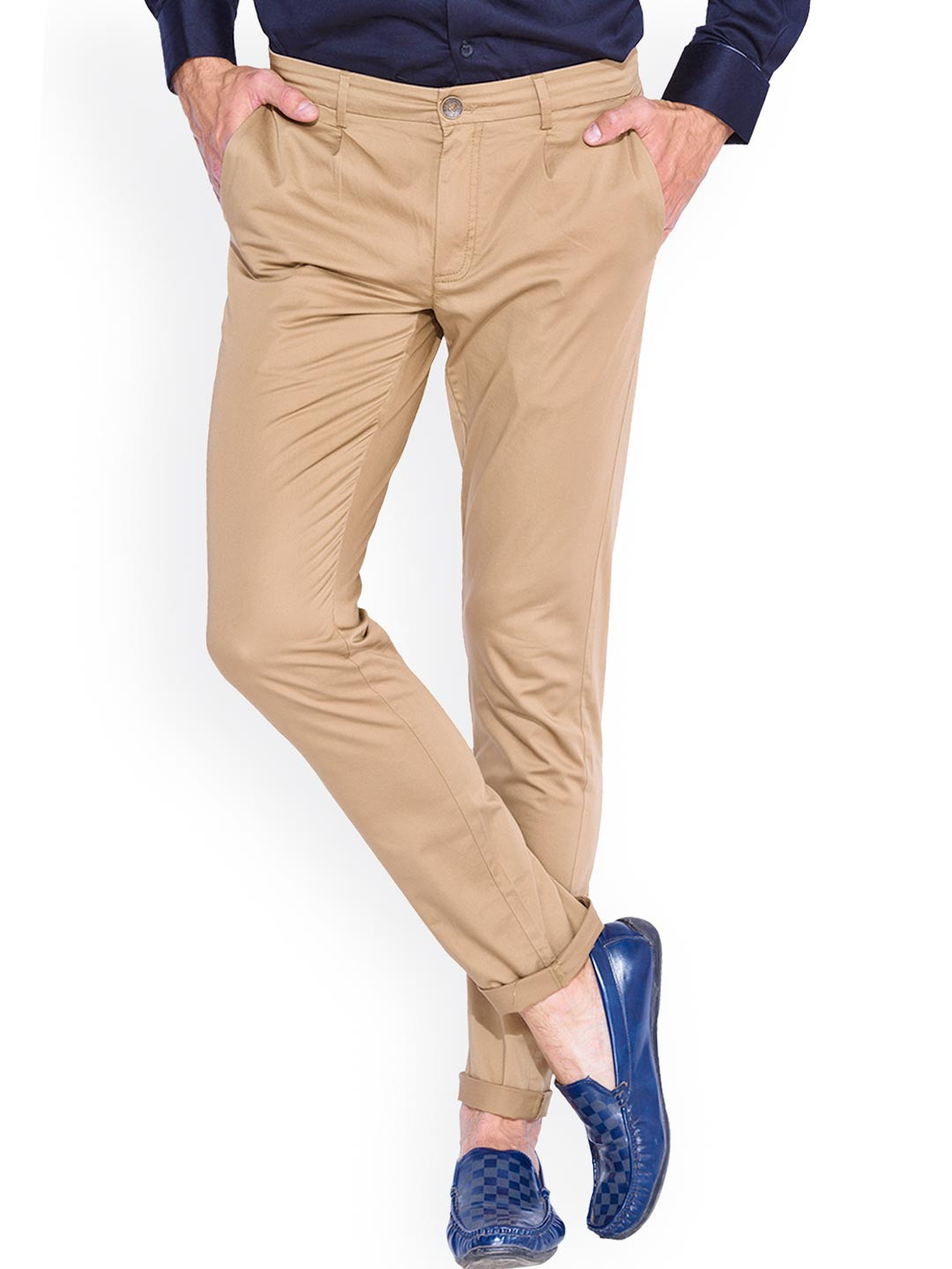 Buy Mufti Khaki Slim Fit Casual Trousers - Trousers for Men 1168466 | Myntra