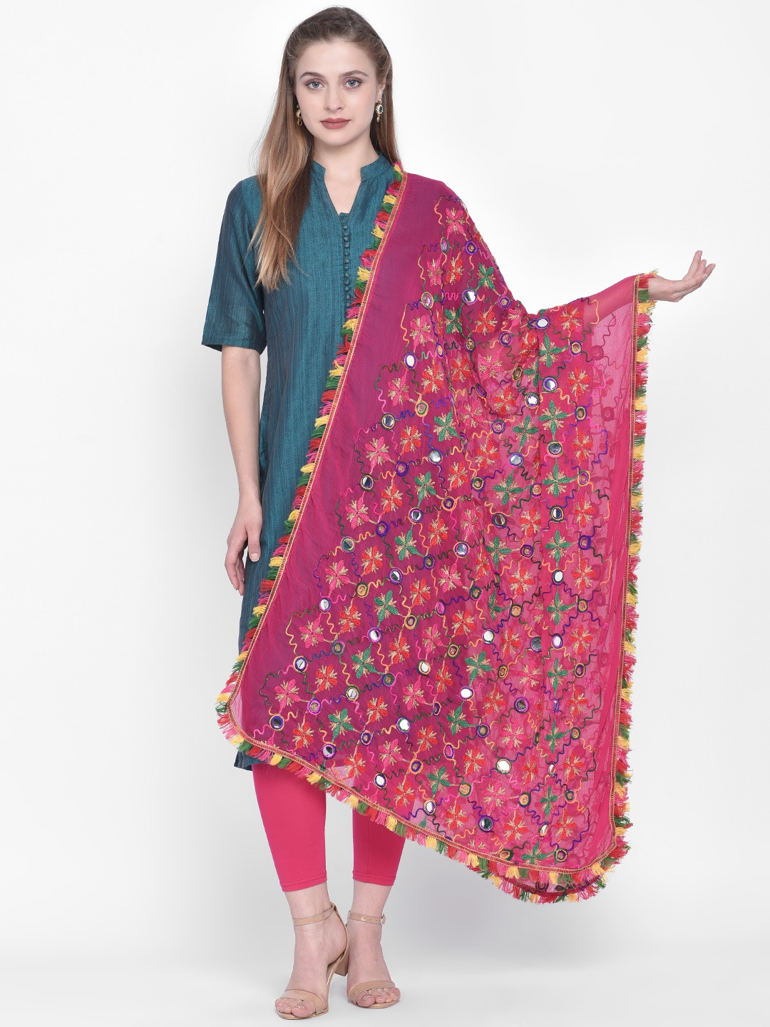Buy Dupatta Bazaar Pink Mirror Work Dupatta Dupatta for Women