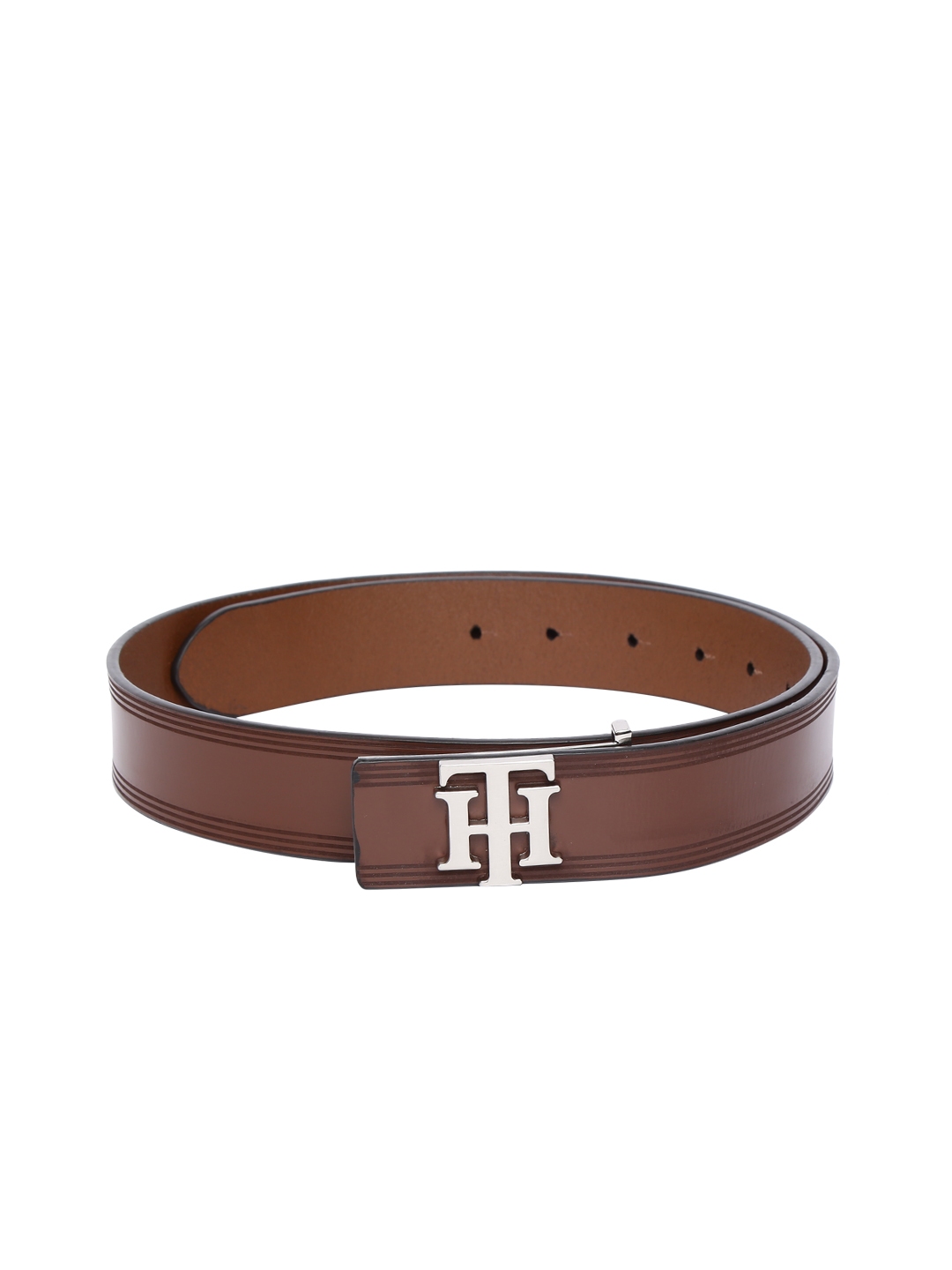 Buy Tommy Hilfiger Men Brown Solid Leather Belt - Belts for Men ...