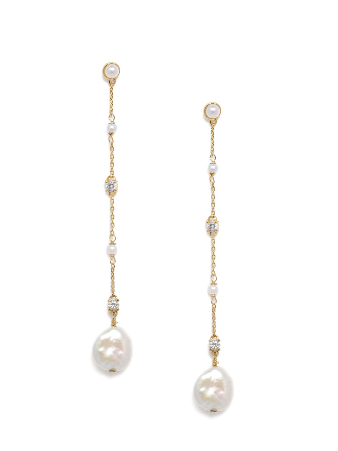 Buy Accessorize Gold Toned Gold Plated Circular Drop Pearl Earrings
