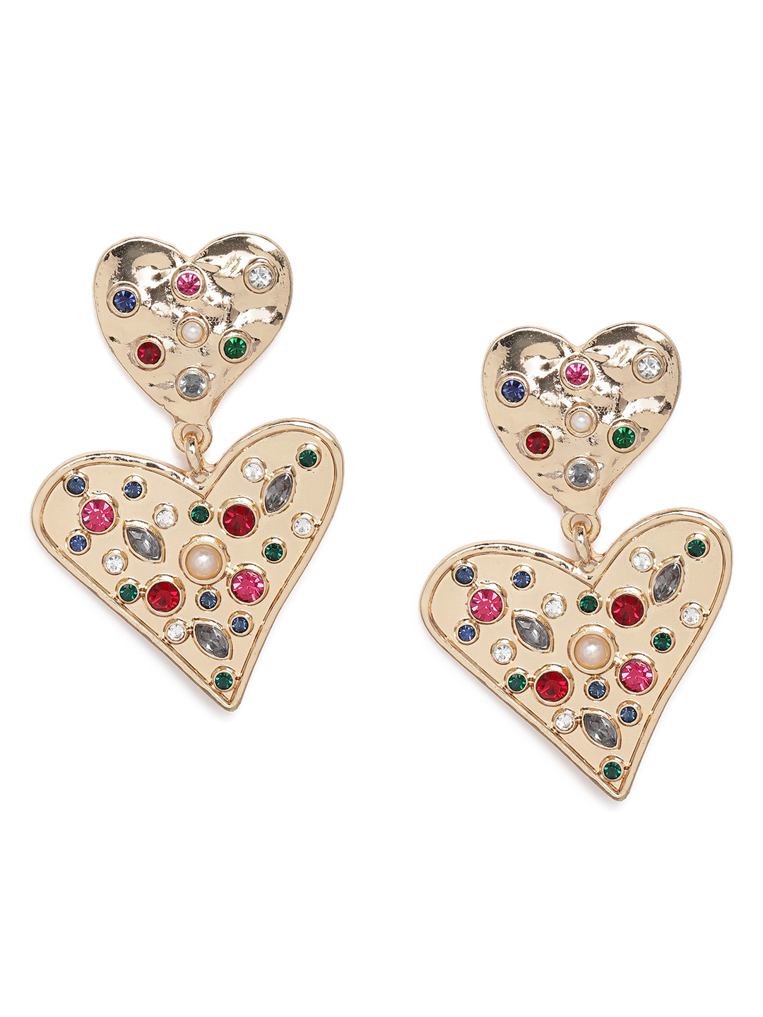 Buy Accessorize Gold Toned Heart Shaped Clip On Drop Earrings