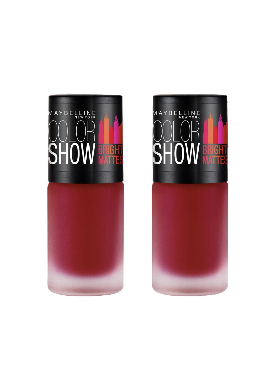 Buy Maybelline Set Of 2 M214 Brilliant Red Colour Show Bright Matte Nail Polish (6ml Each