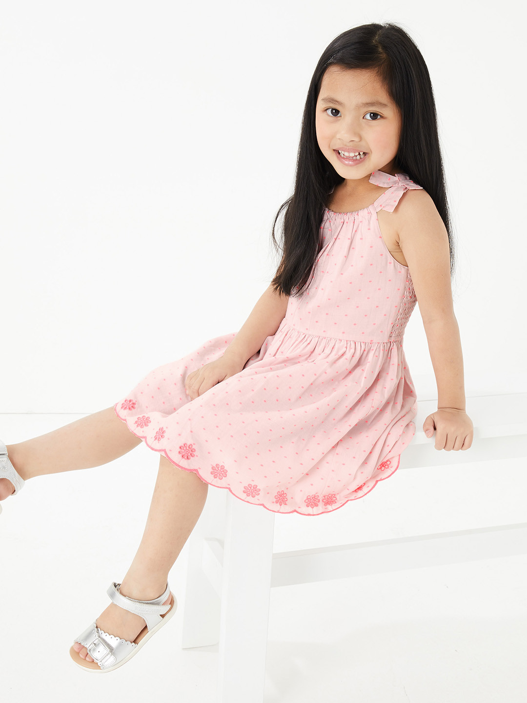 Buy Marks & Spencer Girls Rose Pink Polka Dots Print Fit And Flare