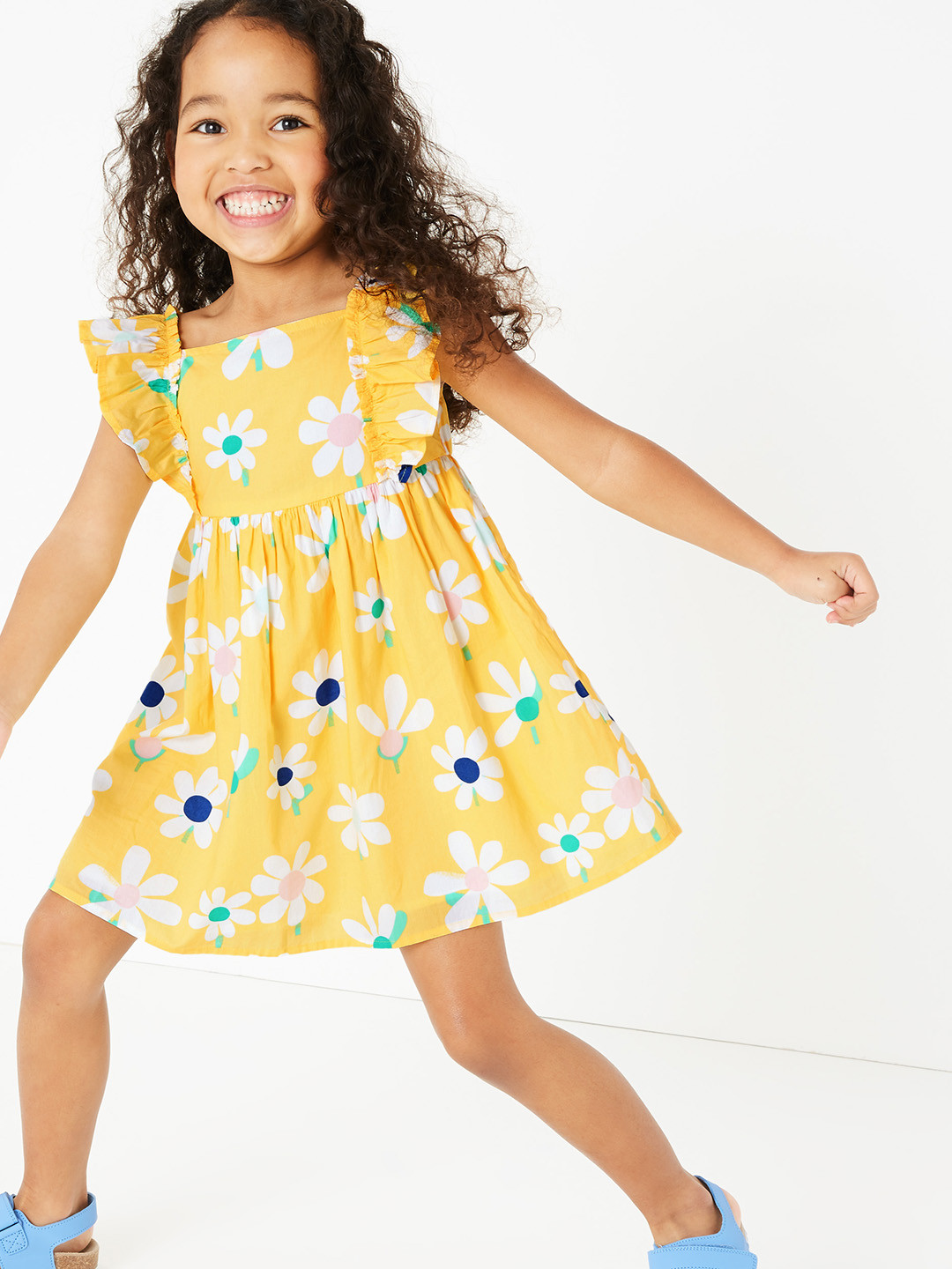 Buy Marks & Spencer Girls Yellow Floral Print Fit And Flare Dress Dresses for Girls 11708254