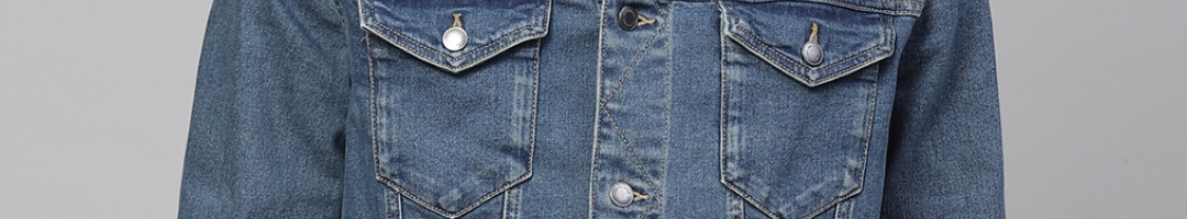 Buy Marks & Spencer Men Blue Slim Fit Solid Denim Jacket - Jackets for ...