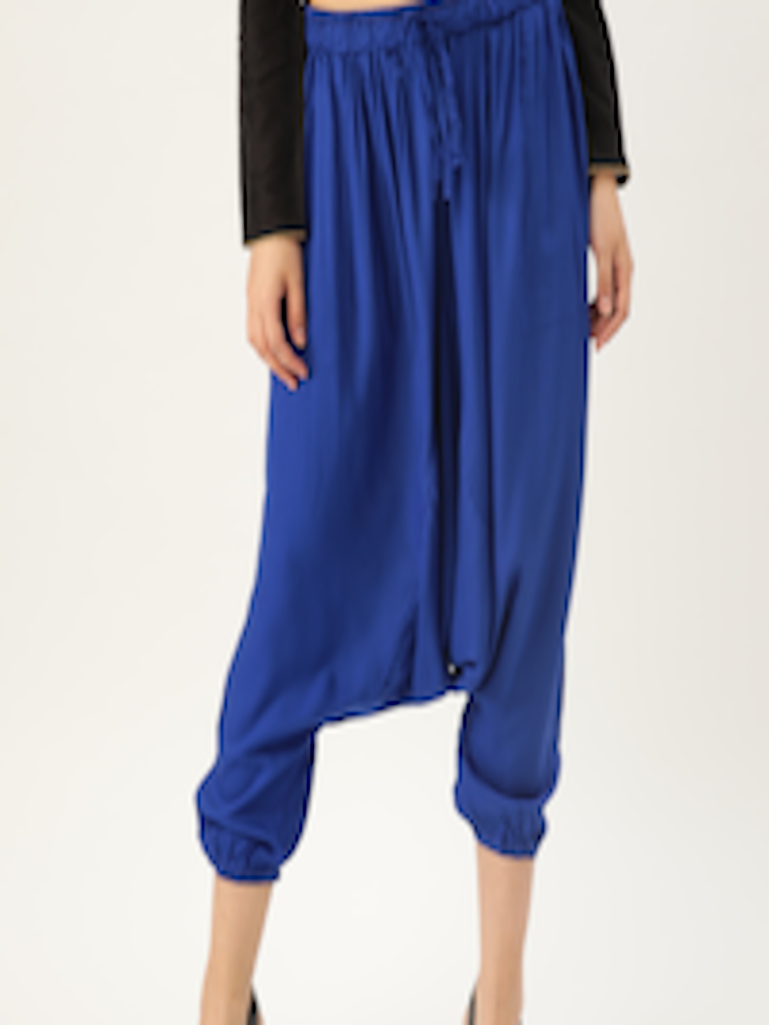 Buy InWeave Women Blue Solid Cropped Harem Pants - Harem Pants for ...