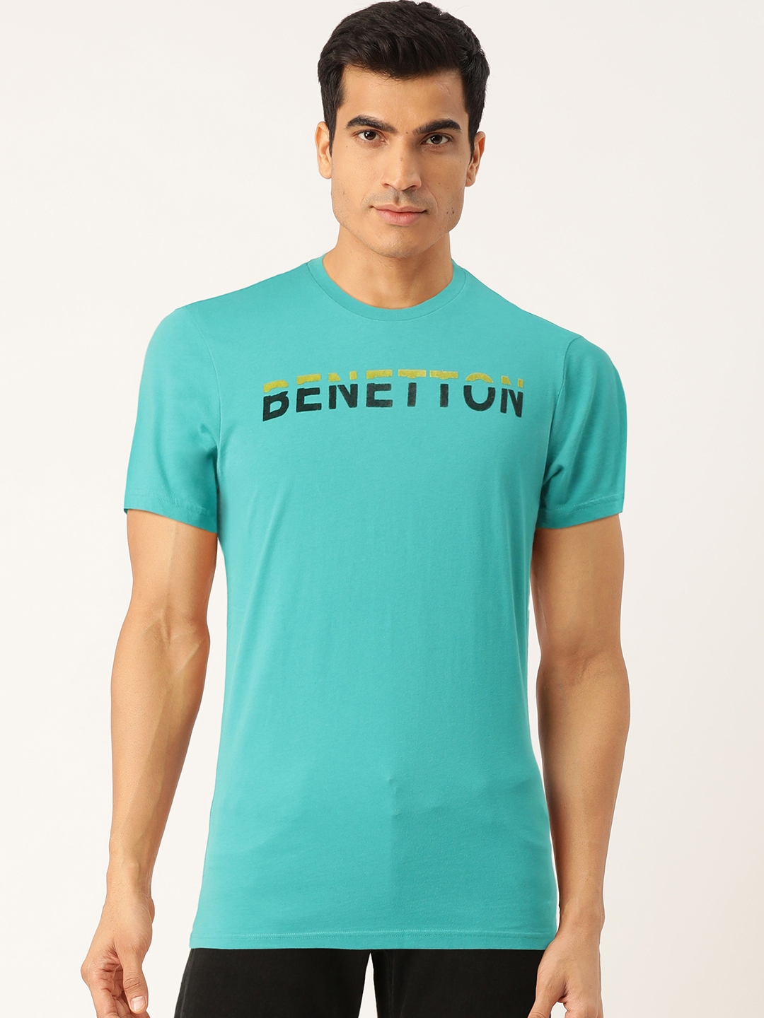 Buy United Colors Of Benetton Men Green Printed Round Neck T Shirt ...