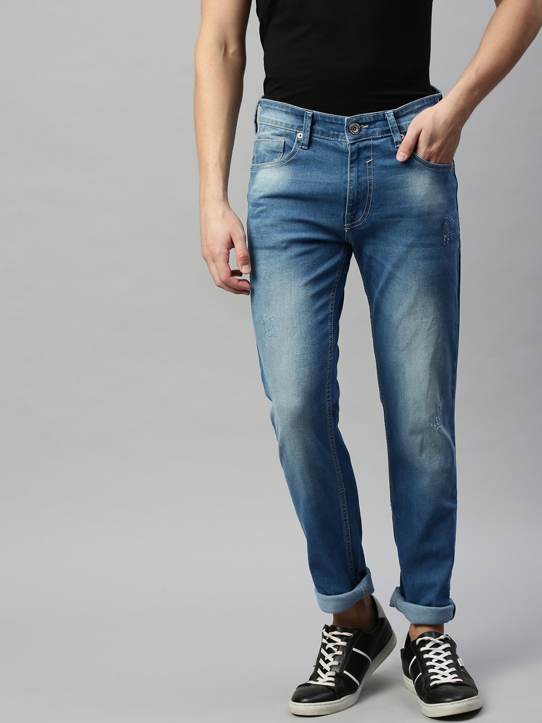 Buy BEAT LONDON By PEPE JEANS Men Blue Tapered Fit Mid Rise Clean Look ...