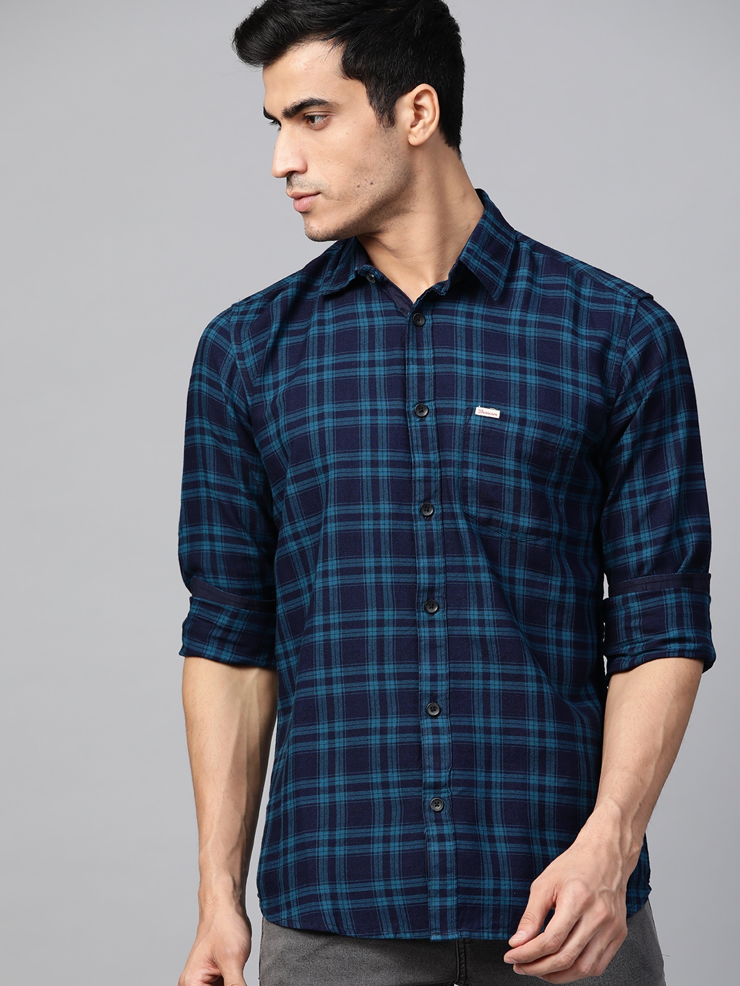 slim fit tartan shirt