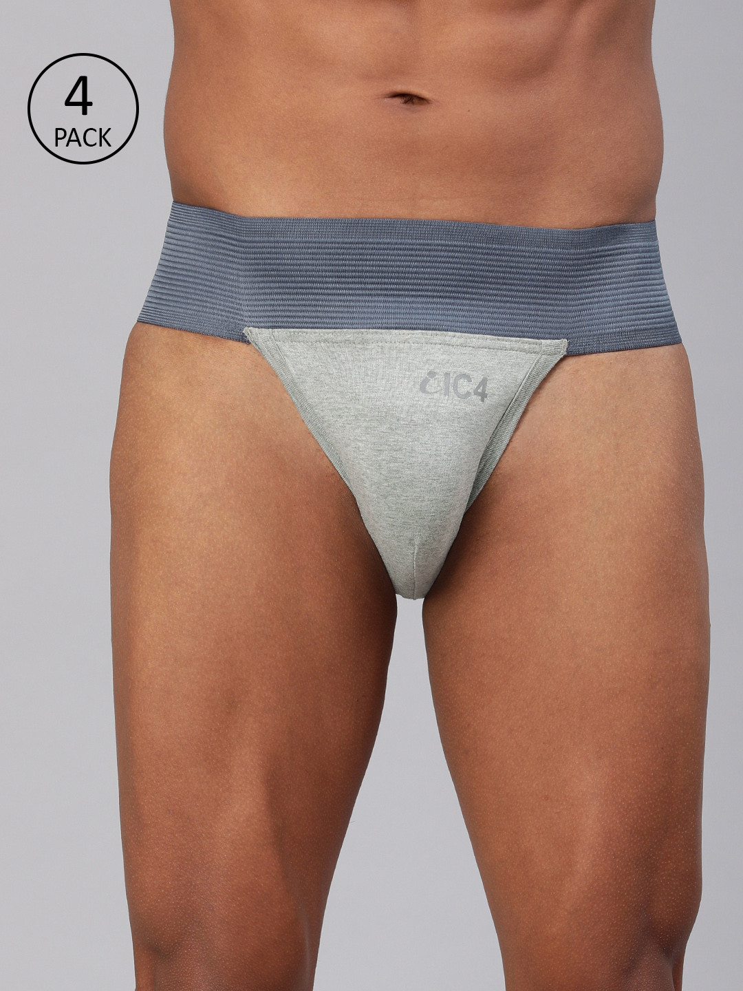 Buy Pack Of 4 IC4 Men's Grey Solid Gym Supporter Combo Briefs for Men