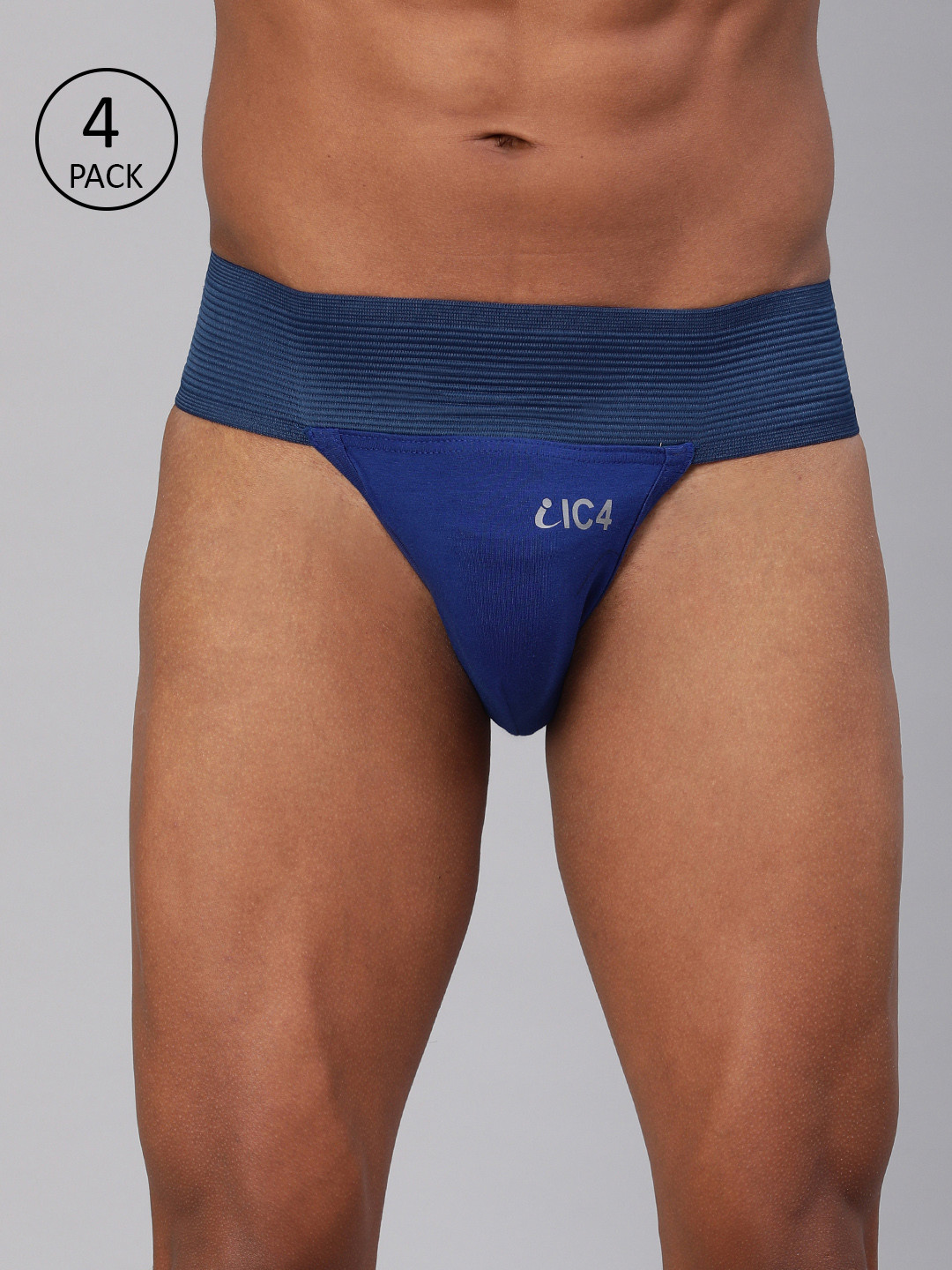 Buy Pack Of 4 IC4 Men's Blue Solid Gym Supporter Combo Briefs for Men