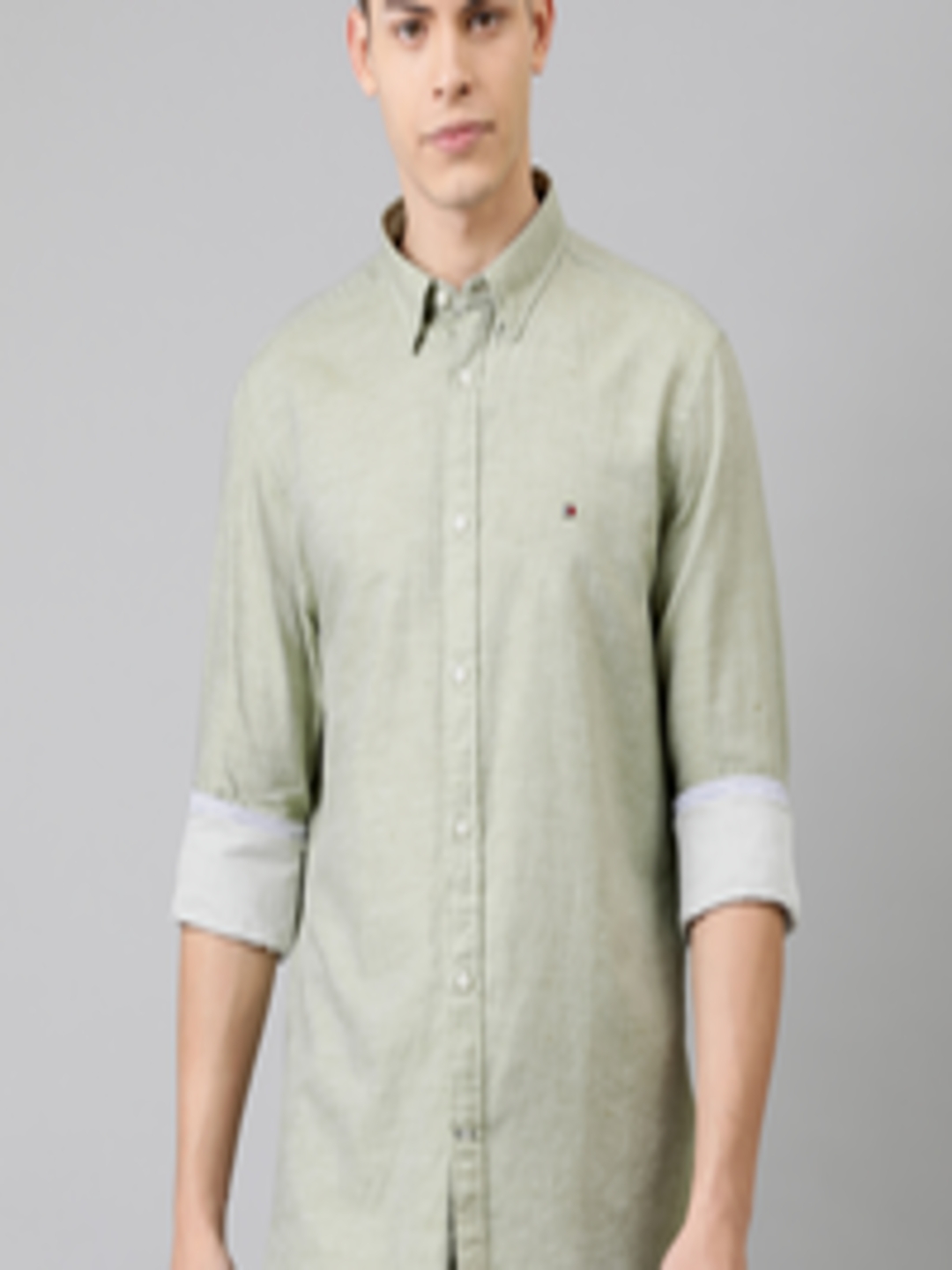 Buy Tommy Hilfiger Men Olive Green Regular Fit Solid Casual Shirt ...