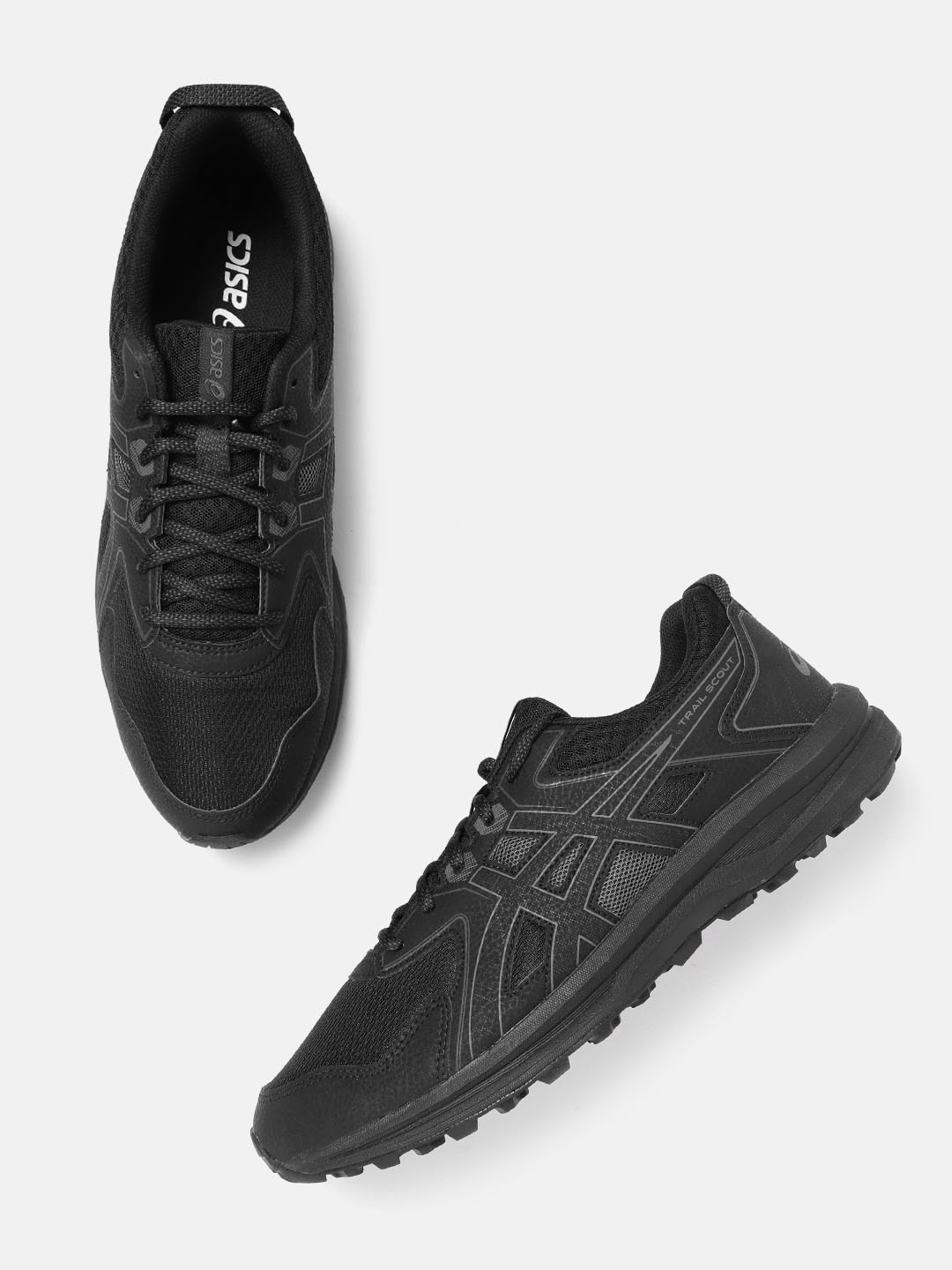 Buy ASICS Men Black Woven Design Trail Scout Running Shoes Sports