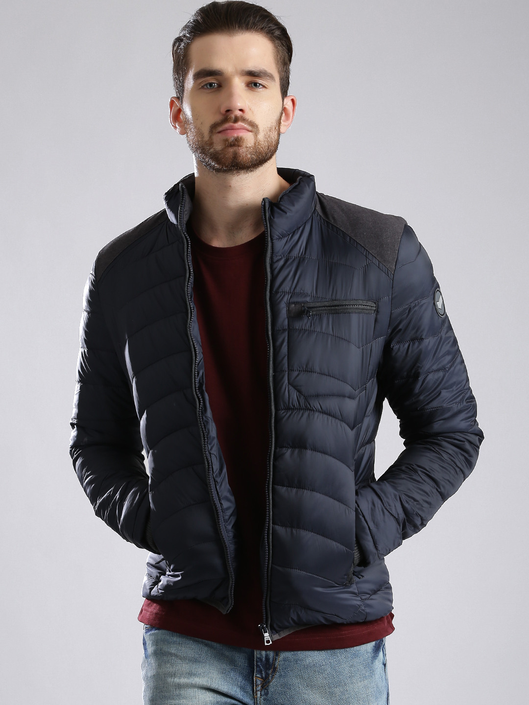 Buy GAS Navy Slim Fit Down Jacket Jackets for Men 1174011 Myntra