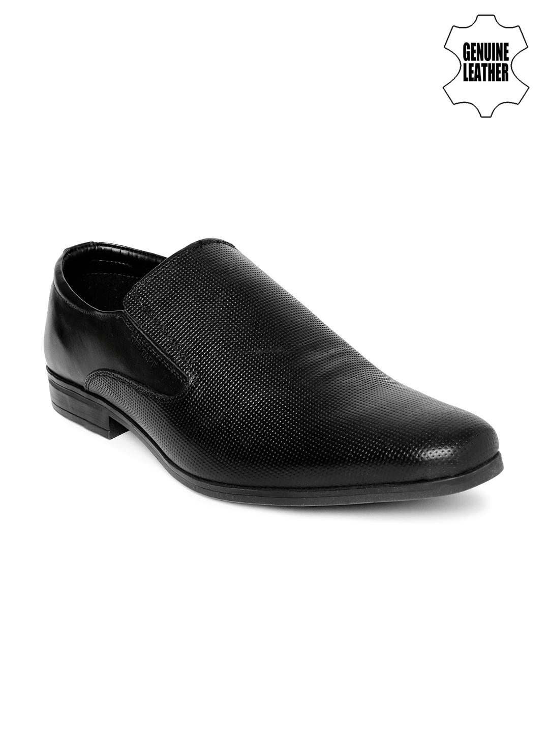 red tape mens black leather formal shoes