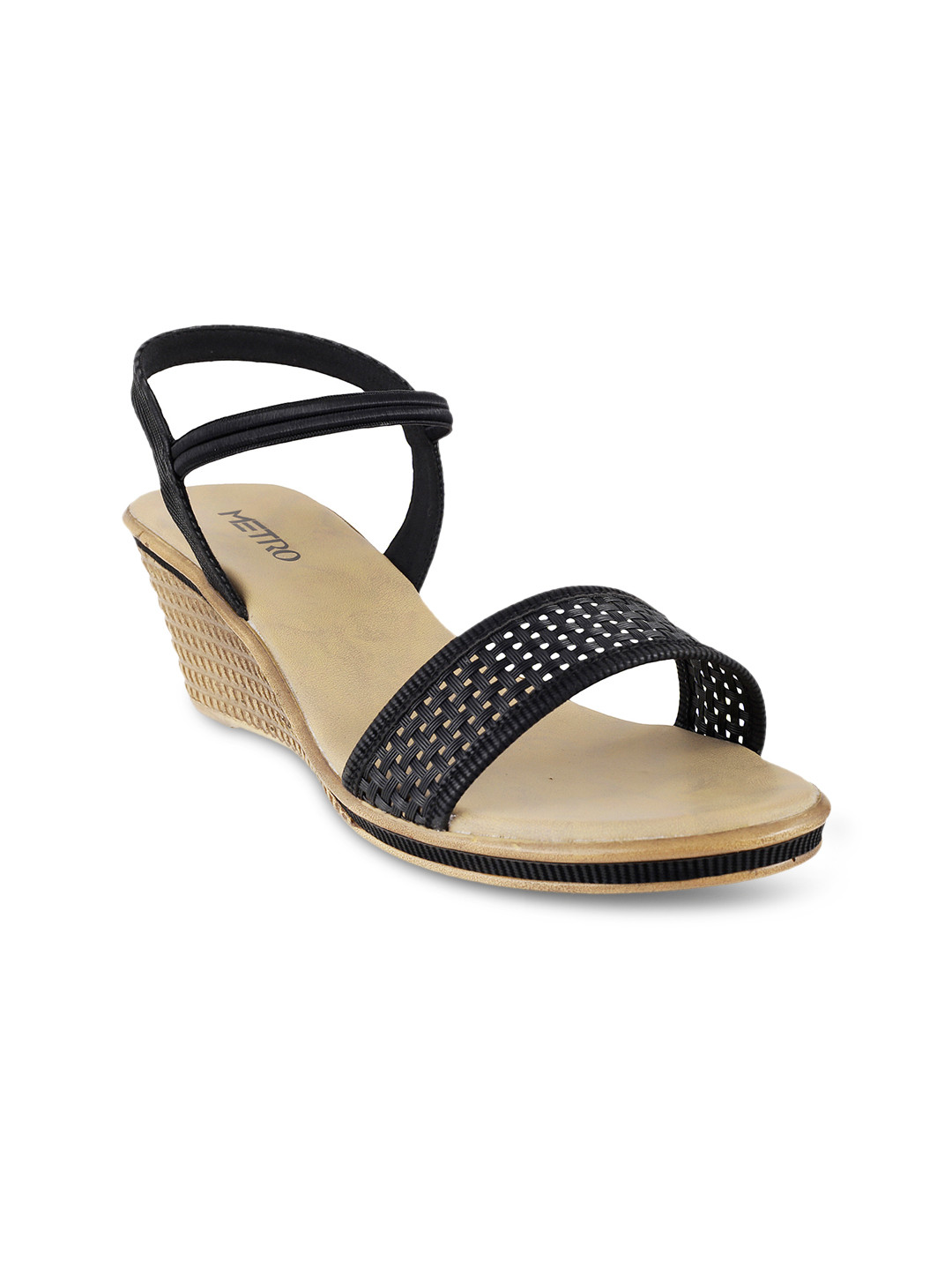 Buy Metro Women Black Wedges Heels for Women 1174299 Myntra