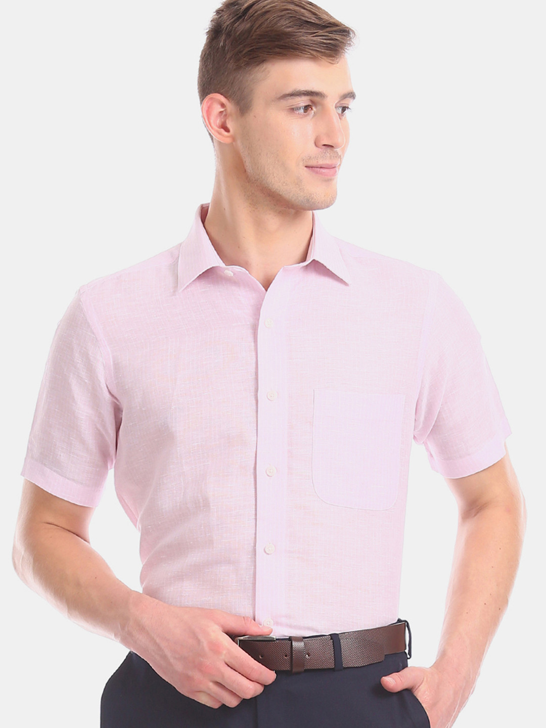 Buy Arrow Men Pink Regular Fit Solid Formal Shirt Shirts for Men