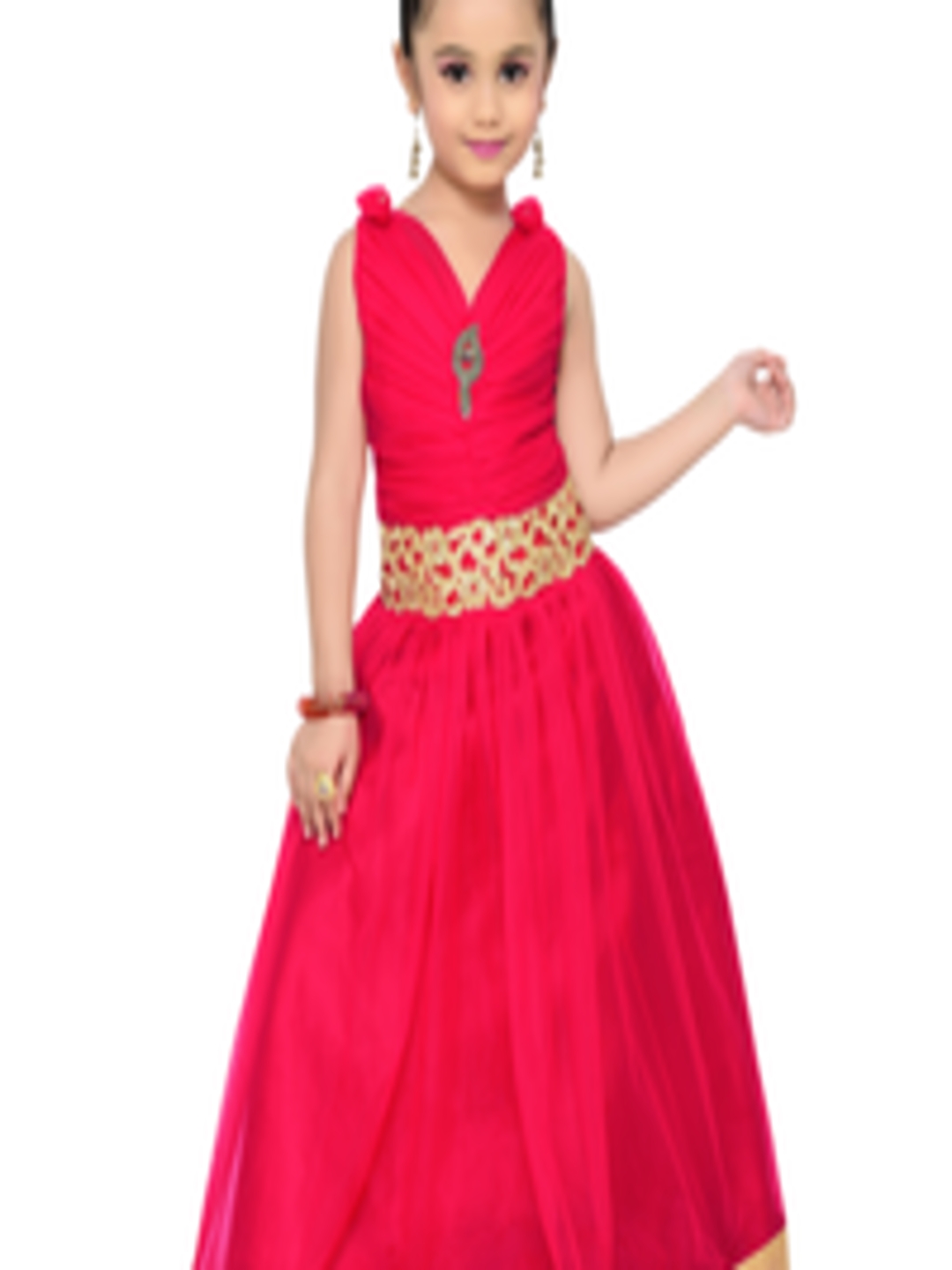 Buy ADIVA Girls Pink Embellished Fit And Flare Dress - Dresses for ...