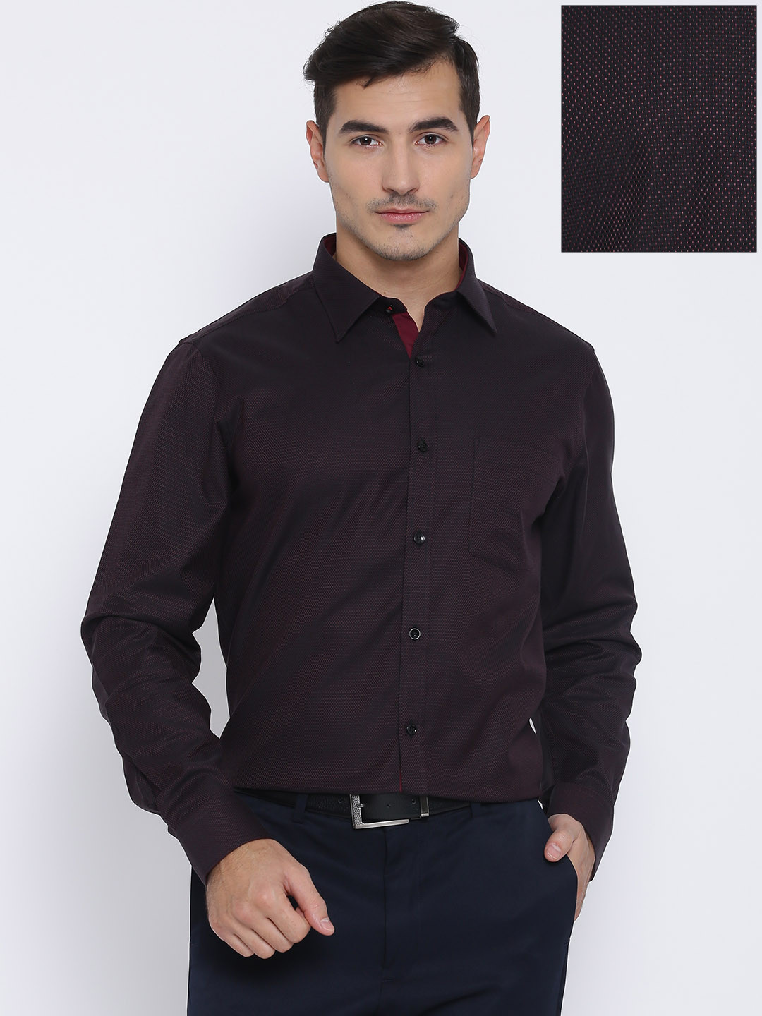 Buy Blackberrys Burgundy Slim Fit Formal Shirt Shirts for Men 1175779