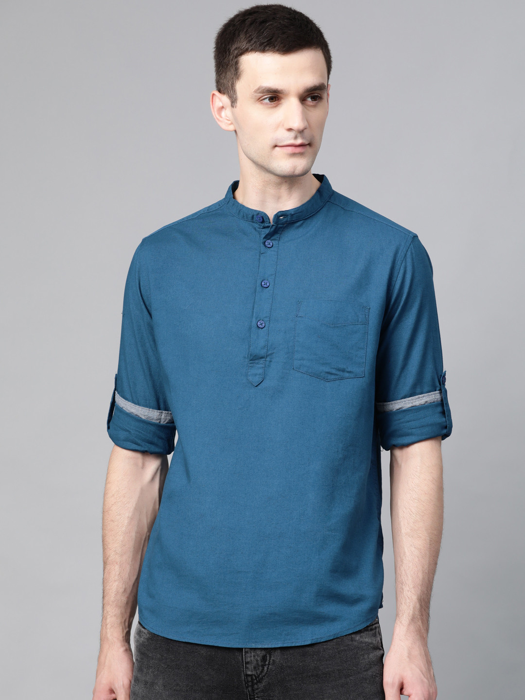 Buy HERE&NOW Men Teal Blue Slim Fit Solid Casual Shirt Shirts for Men