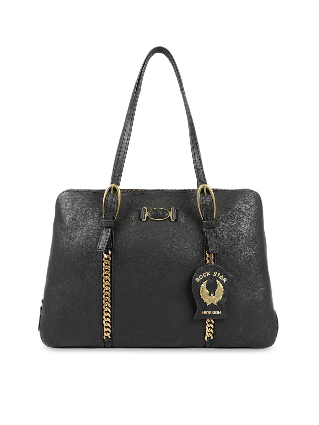 Buy Hidesign Black Textured Leather Shoulder Bag Handbags for Women