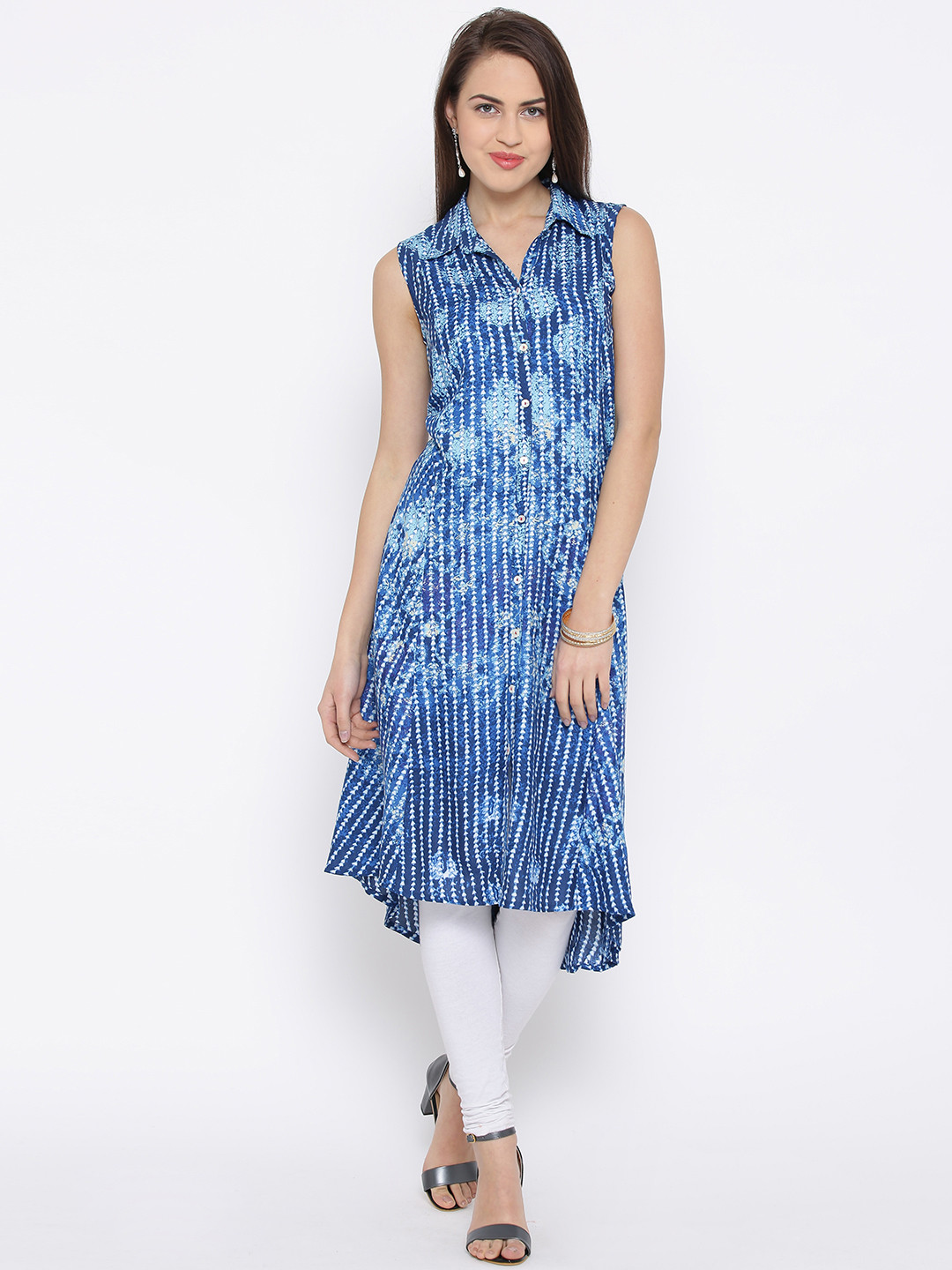 biba blue printed kurta