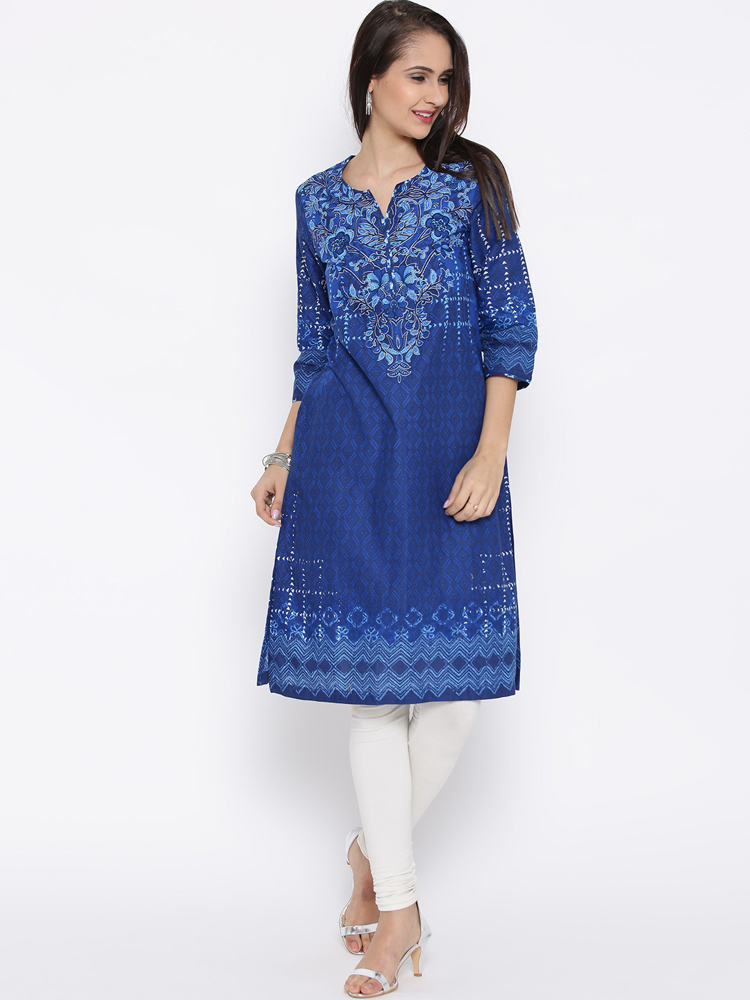 biba blue printed kurta