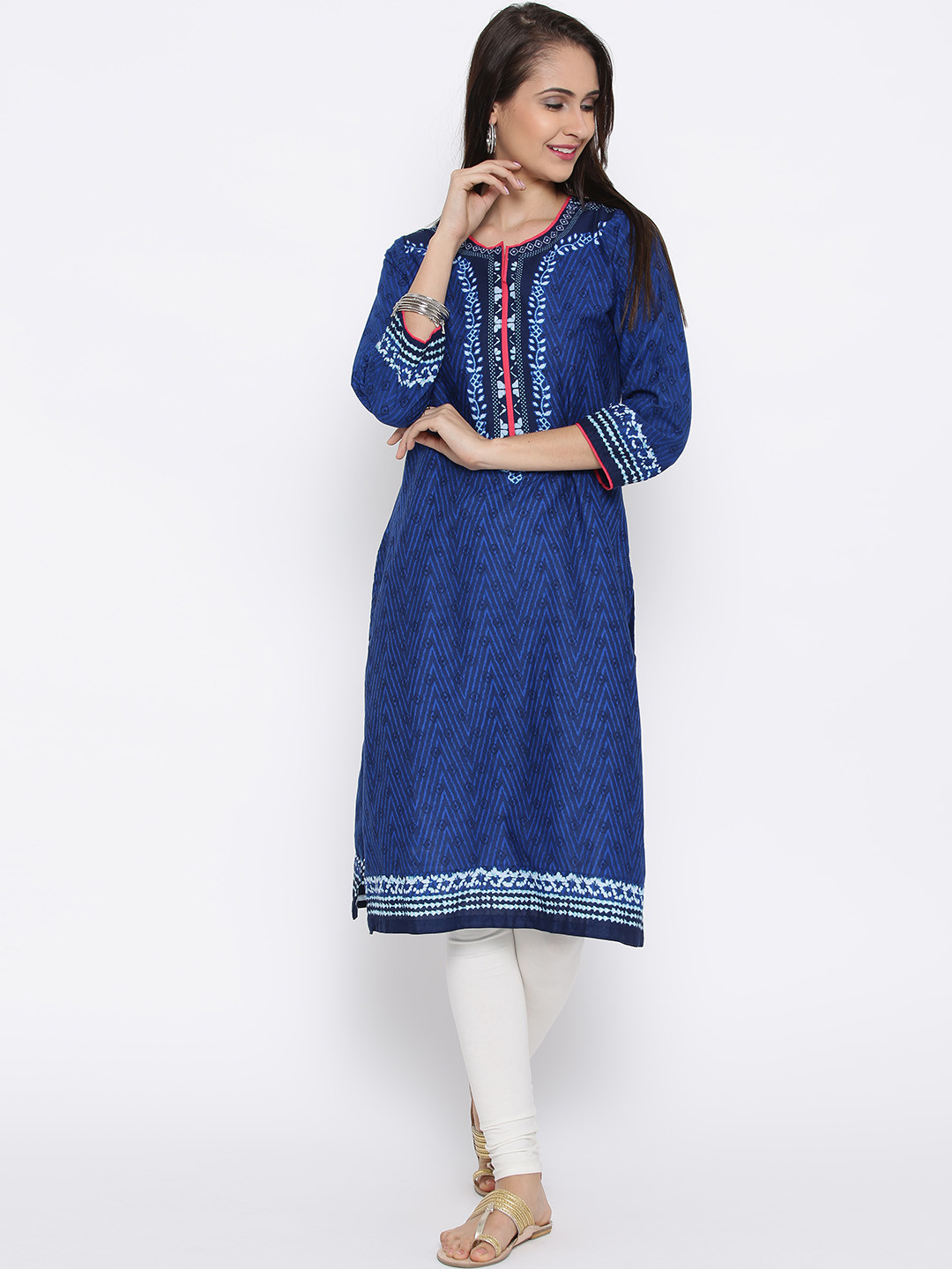 biba blue printed kurta