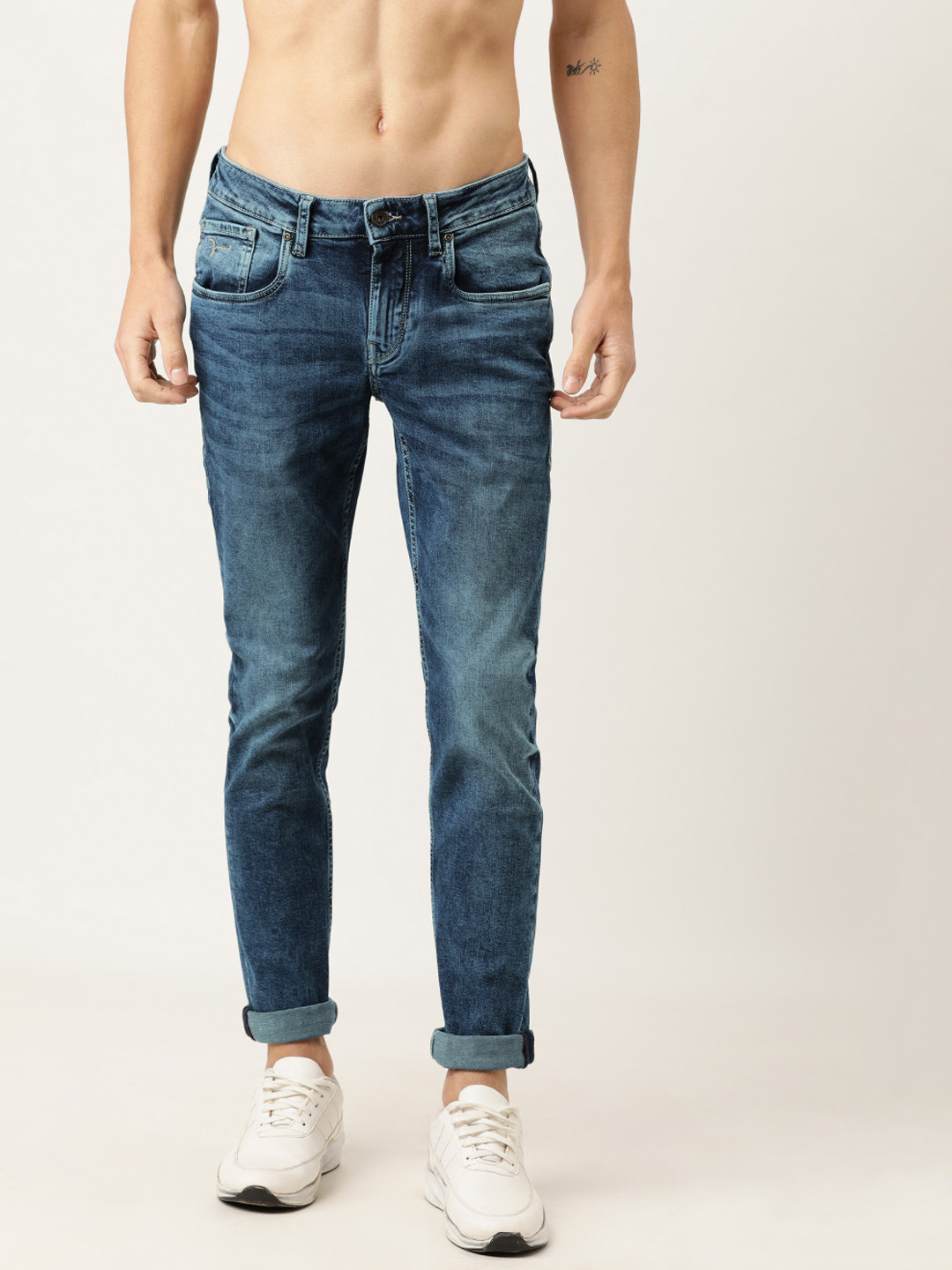 Buy Flying Machine Men Blue Skinny Fit Low Rise Clean Look Stretchable