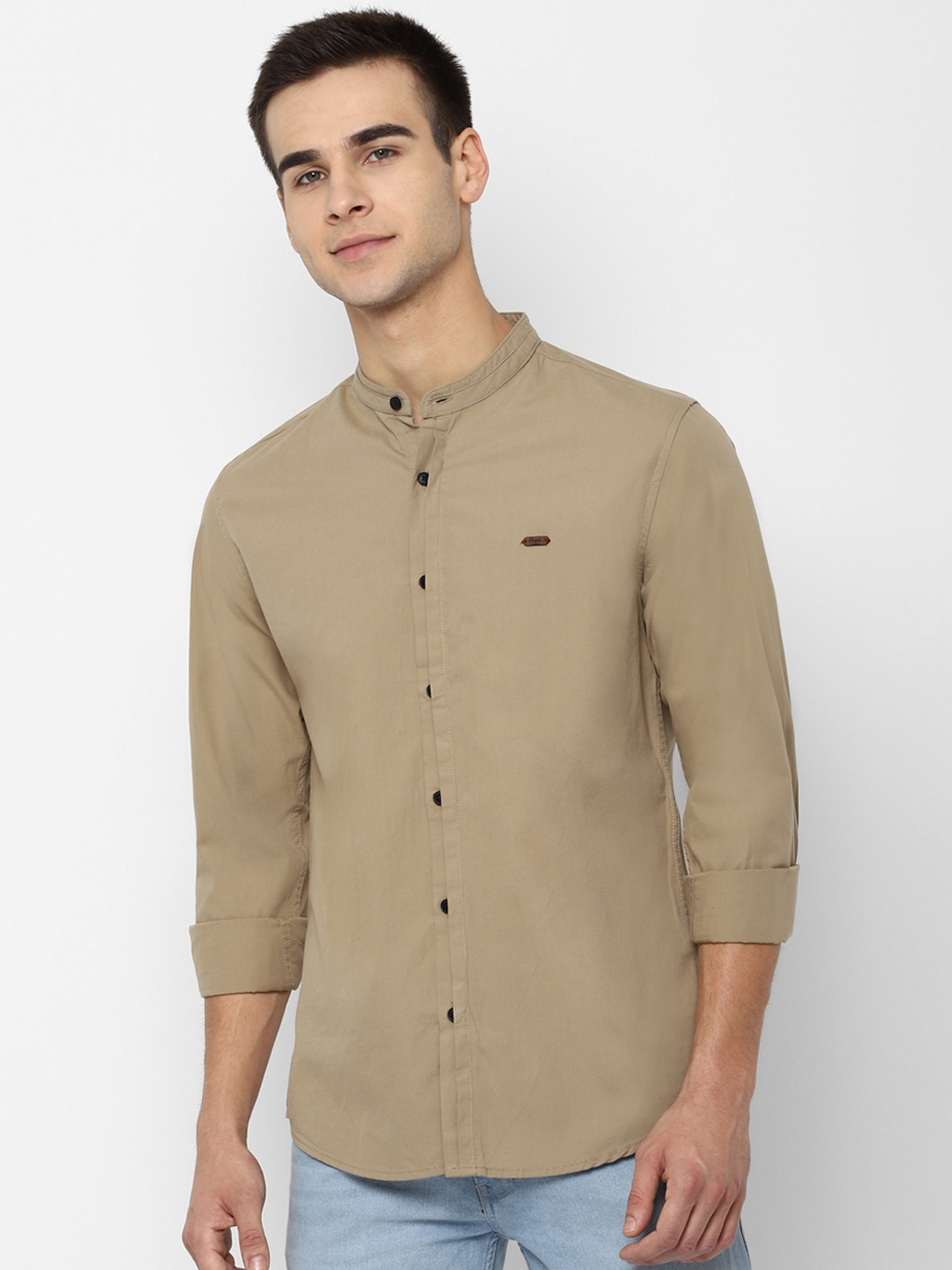 men's beige casual shirt