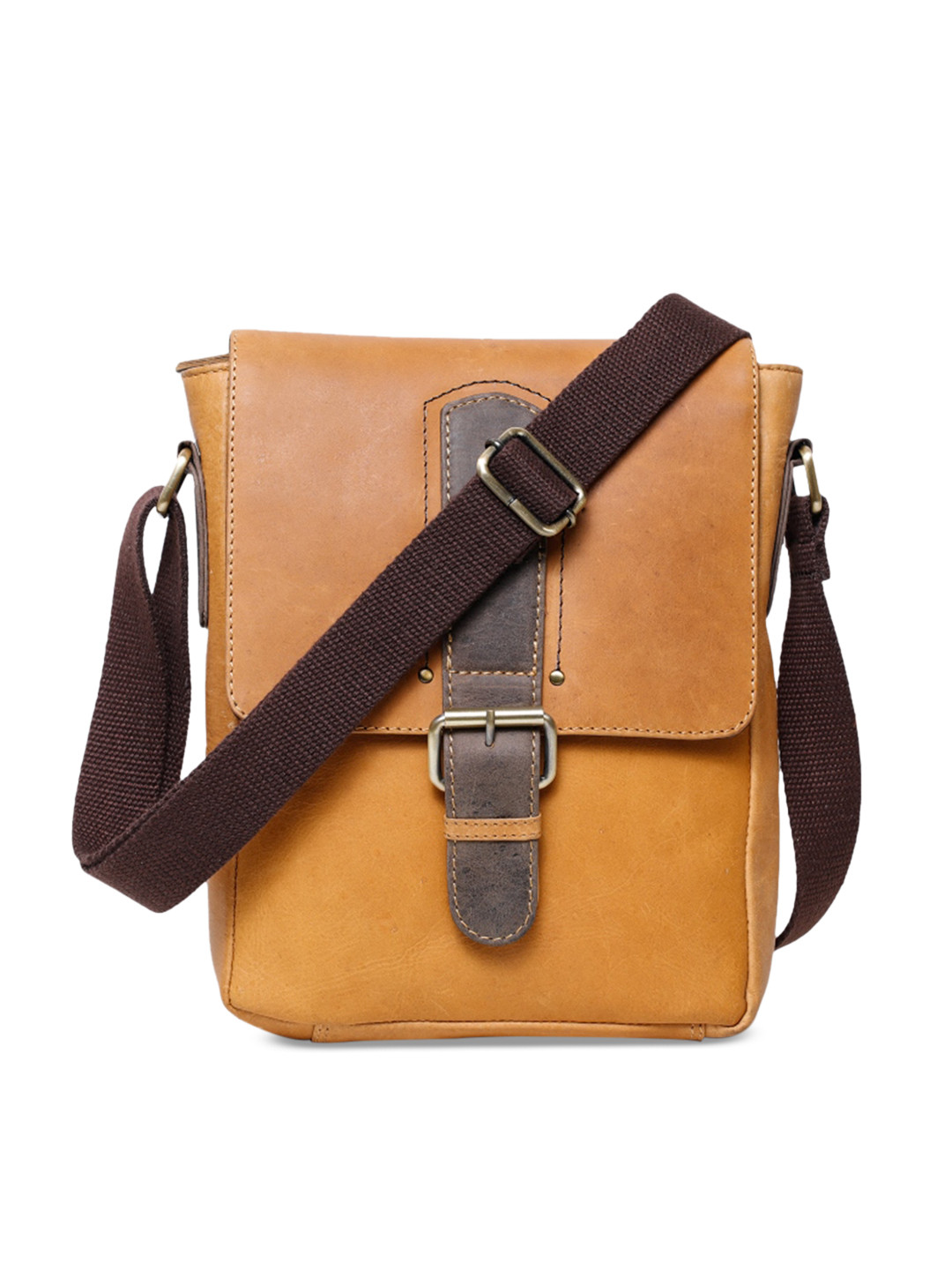 Buy Carry Trip Unisex Yellow Solid Leather Messenger Bag Messenger Bag for Unisex 11768034