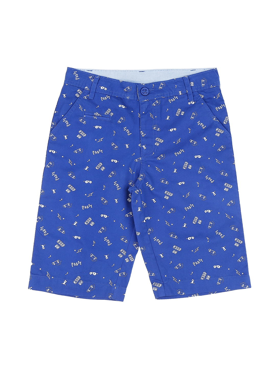 Buy Pantaloons Junior Boys Blue Printed Regular Fit Regular Shorts ...