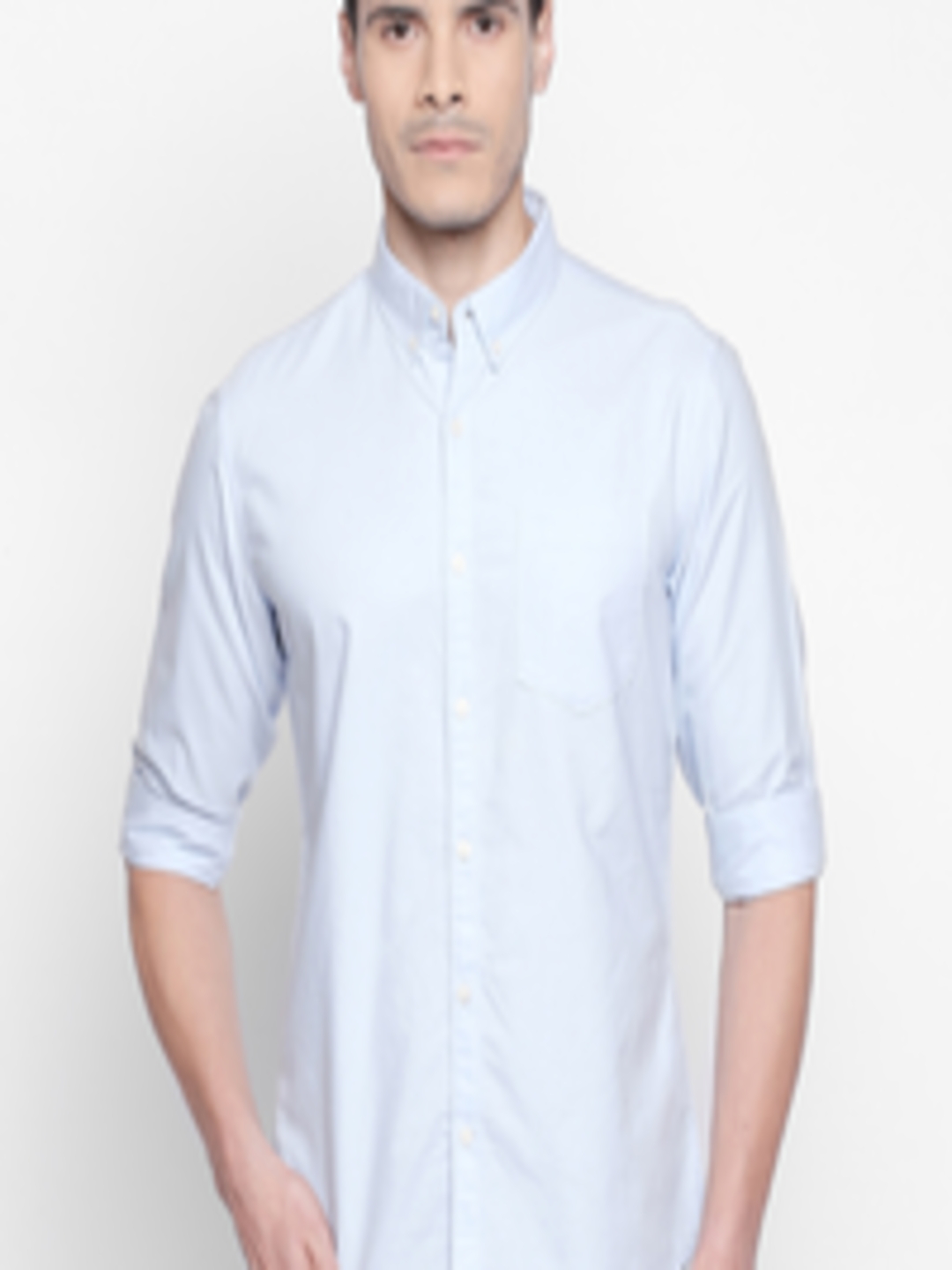Buy BYFORD By Pantaloons Men Blue Slim Fit Solid Casual Shirt - Shirts ...