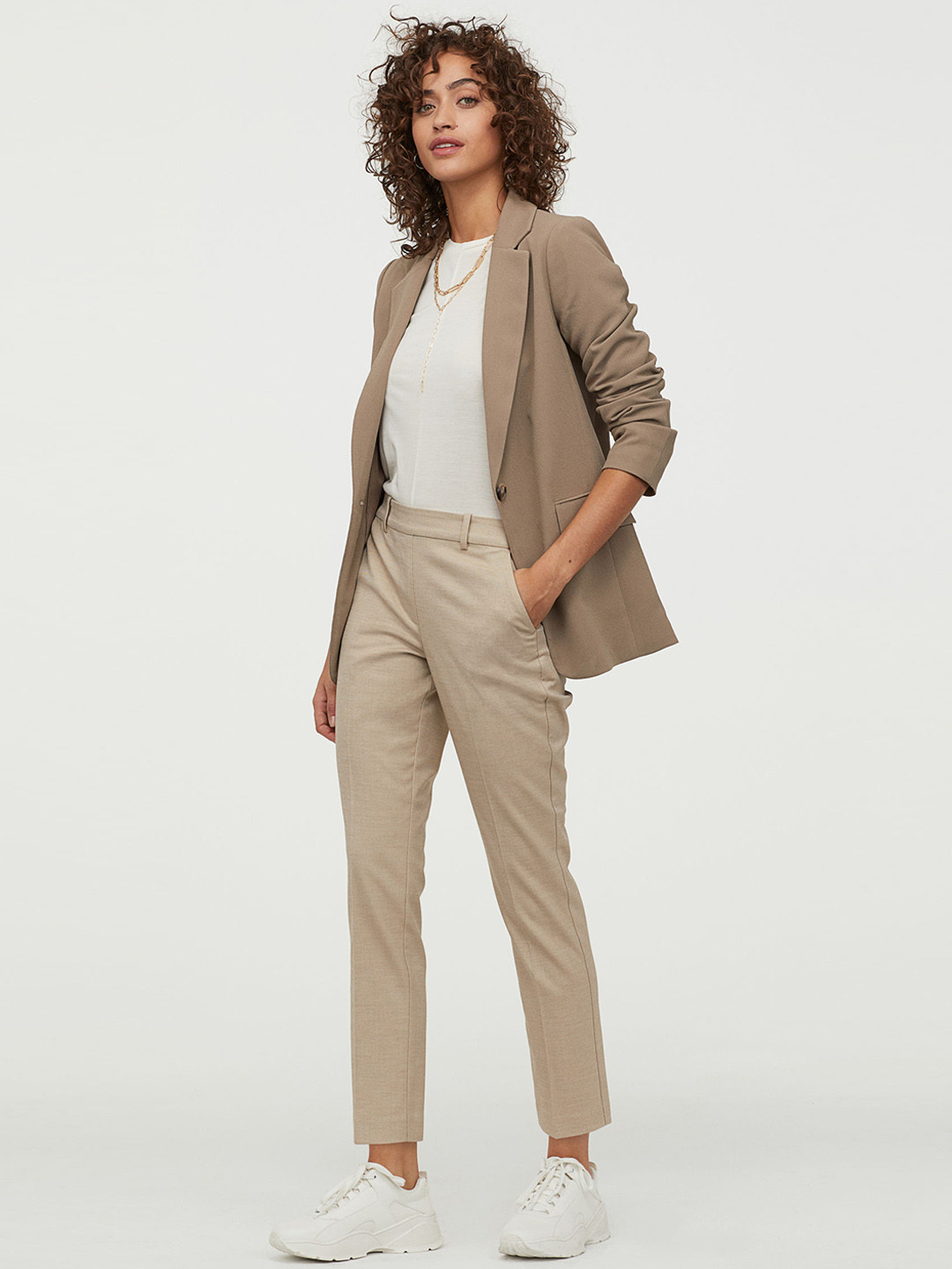 Buy H&M Women Beige Cigarette Trousers Trousers for Women 11773214