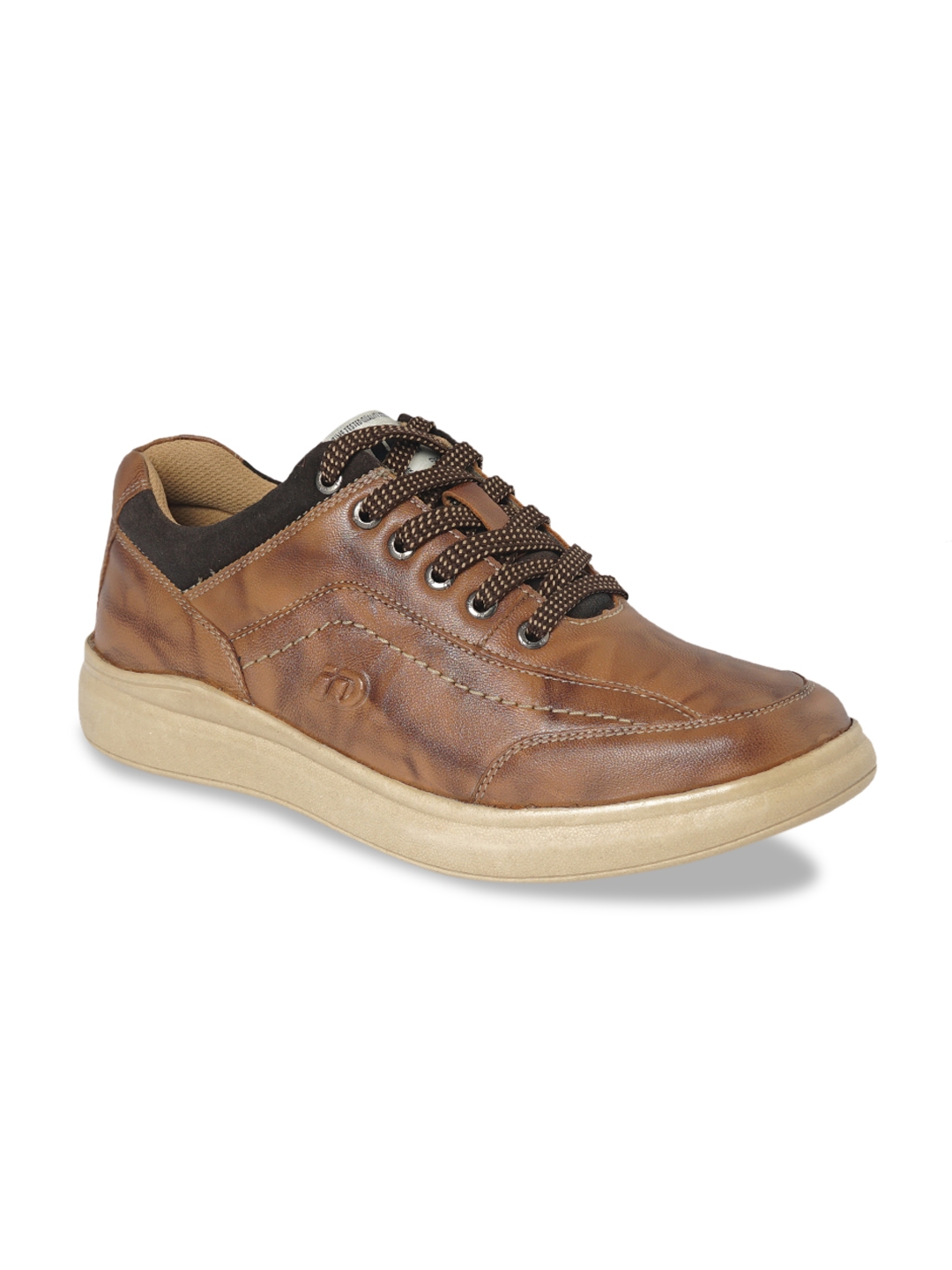Buy ID Men Tan Brown Genuine Leather Sneakers - Casual Shoes for Men ...