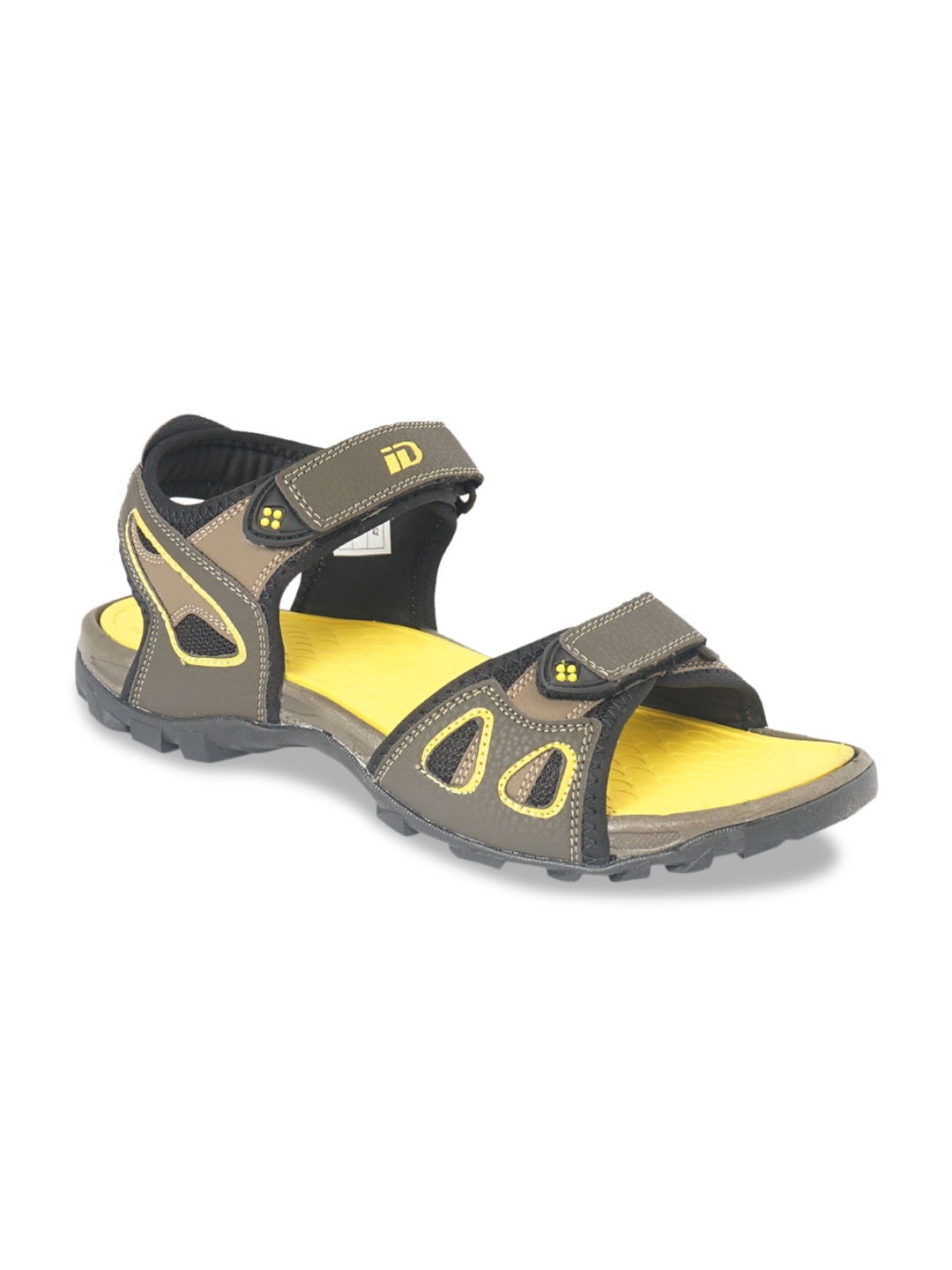 Buy ID Men Yellow & Taupe Leather Sports Sandals Sports Sandals for