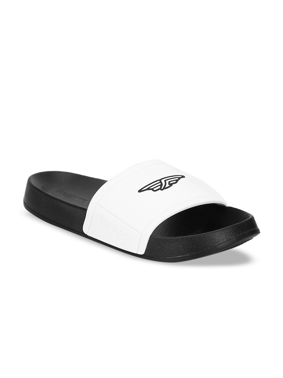 Buy Red Tape Men White & Black Printed Sliders - Flip Flops for Men