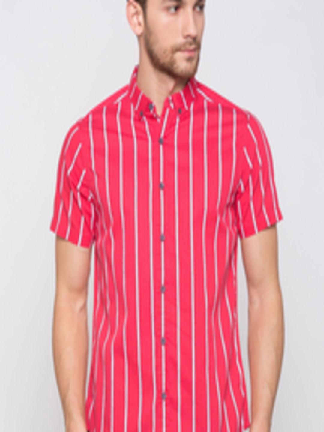 Buy Globus Men Red Regular Fit Striped Casual Shirt - Shirts for Men ...