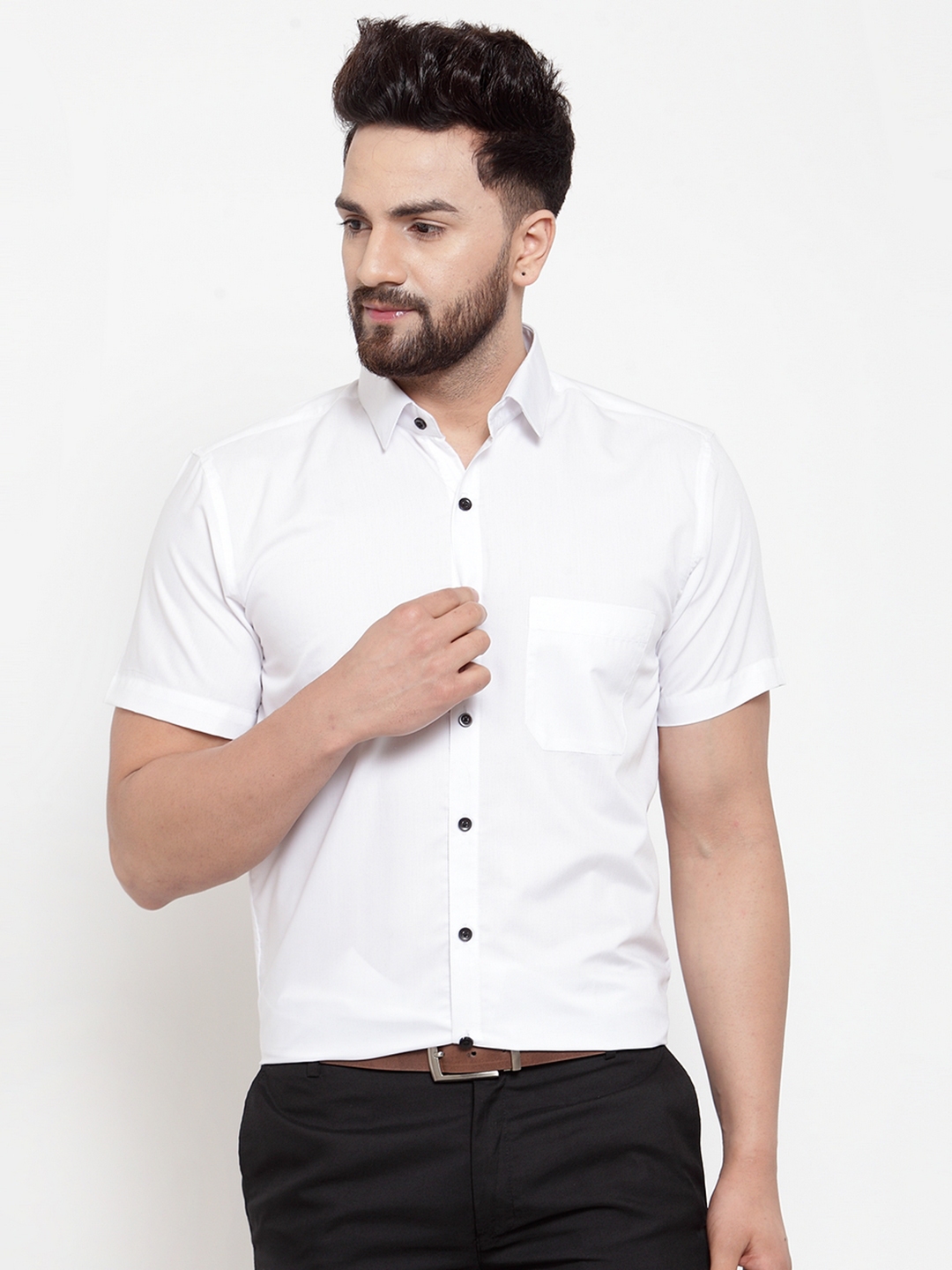 Buy JAINISH Men White Slim Fit Solid Formal Shirt - Shirts for Men ...