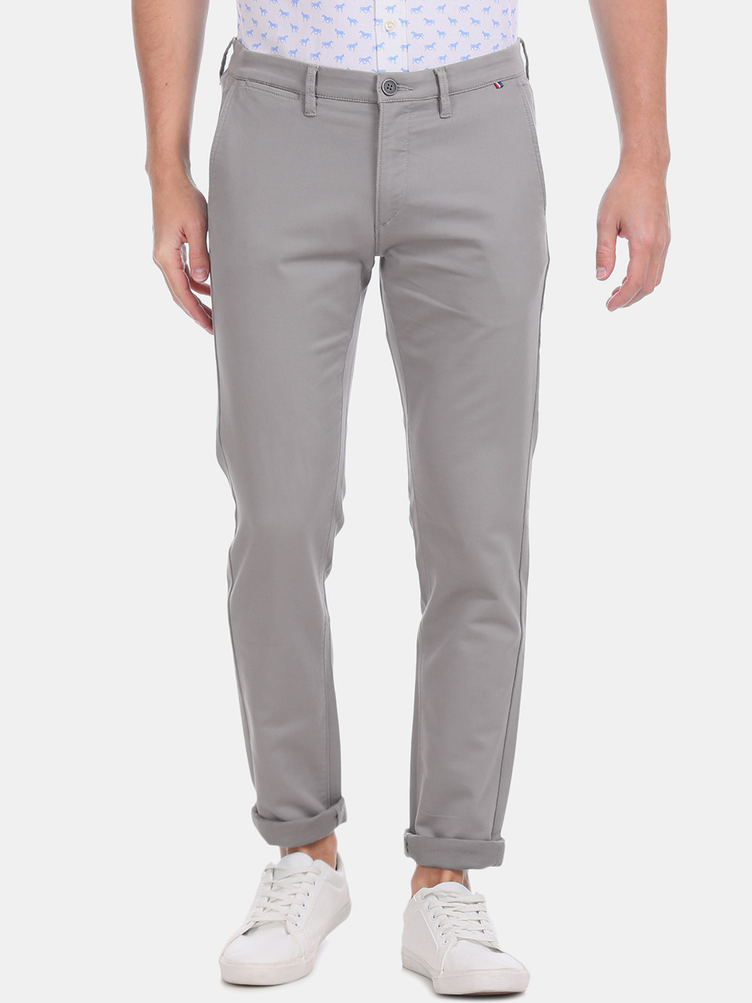 Buy U.S. Polo Assn. Men Grey Regular Fit Solid Trousers - Trousers for ...