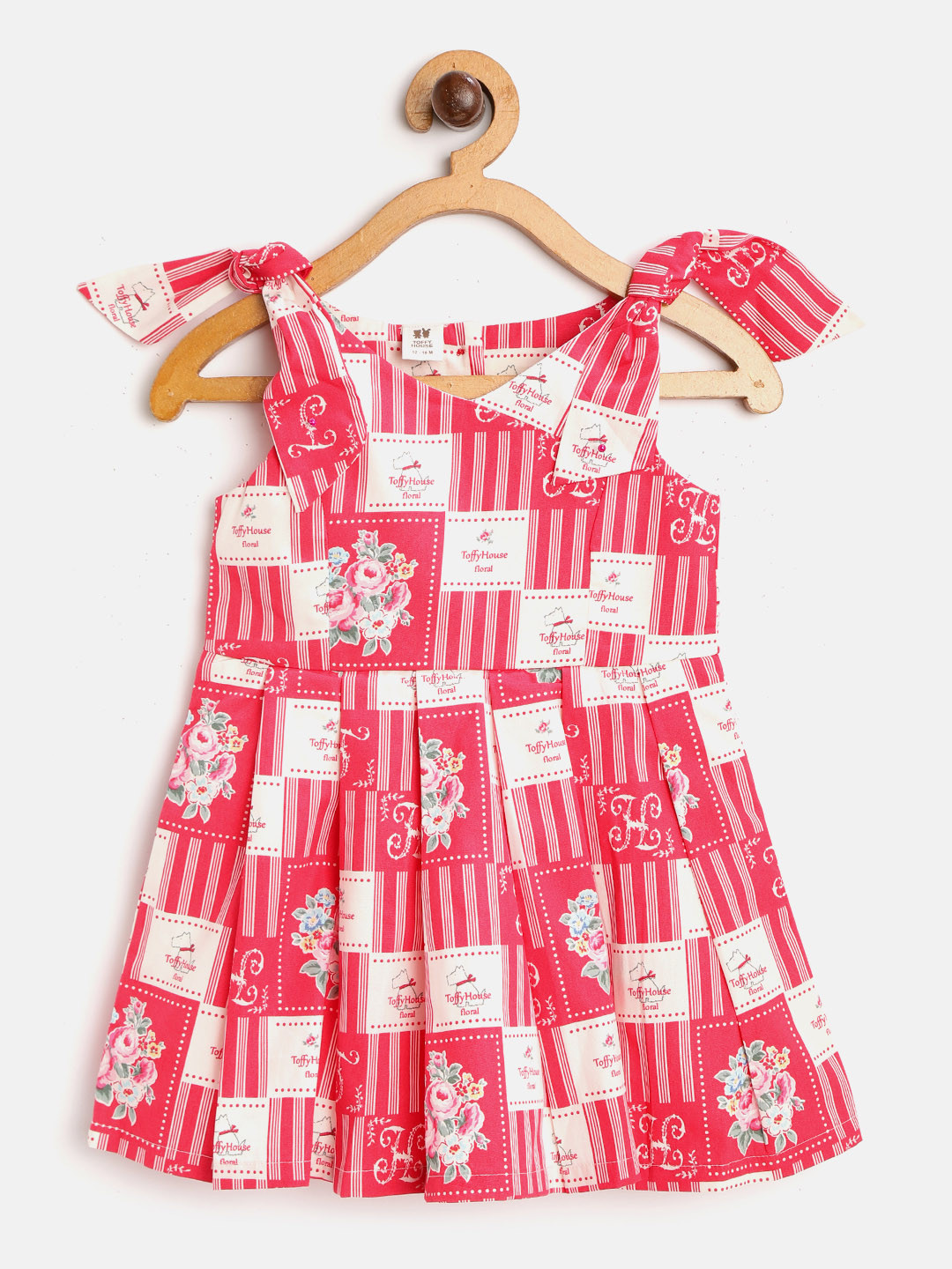 Buy TOFFY HOUSE Girls Red & White Printed Fit & Flare Dress Dresses